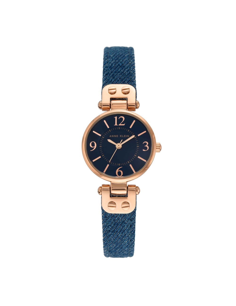 Denim Strap Watch with Rose Gold Case - Anne Klein