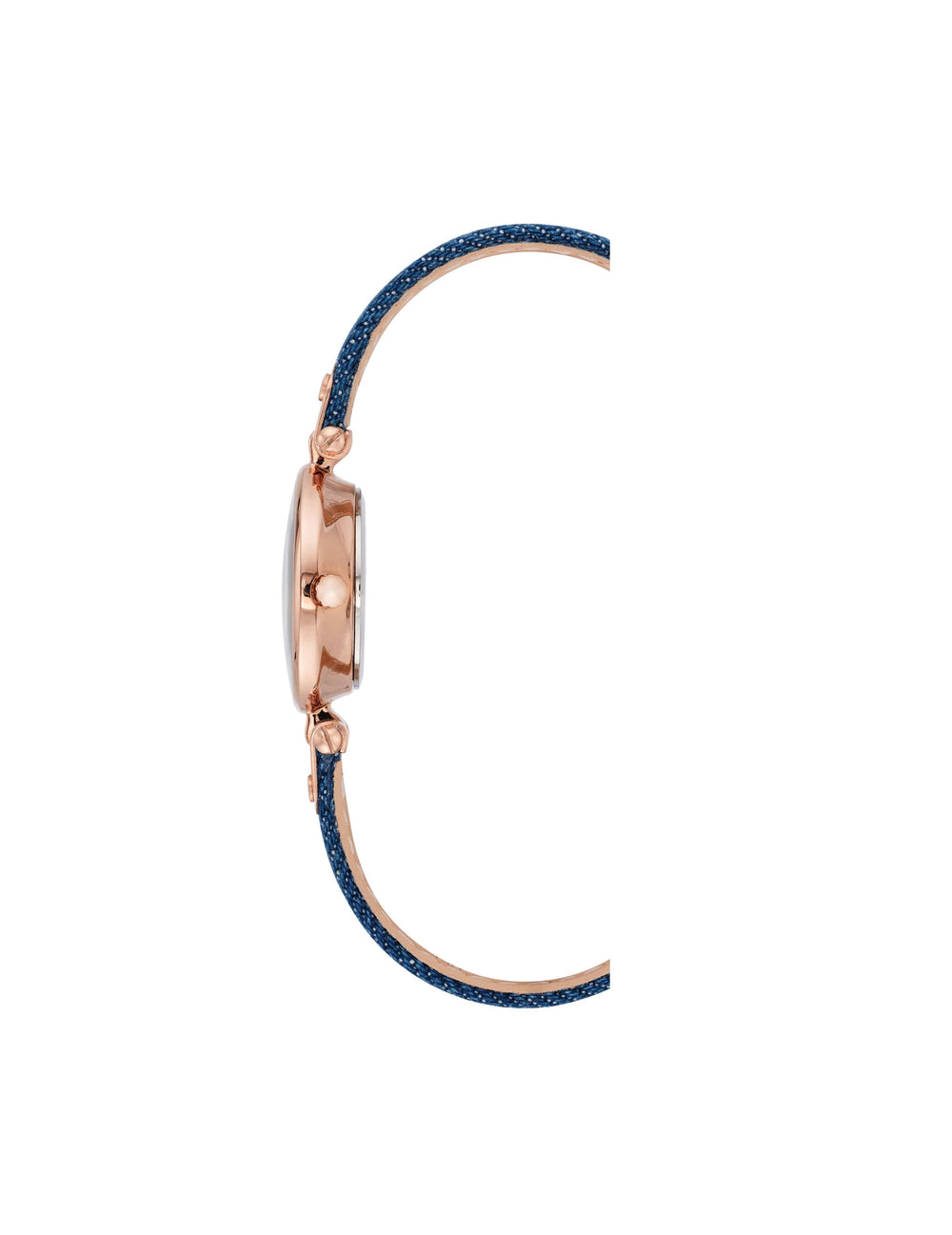 Denim Strap Watch with Rose Gold Case - Anne Klein