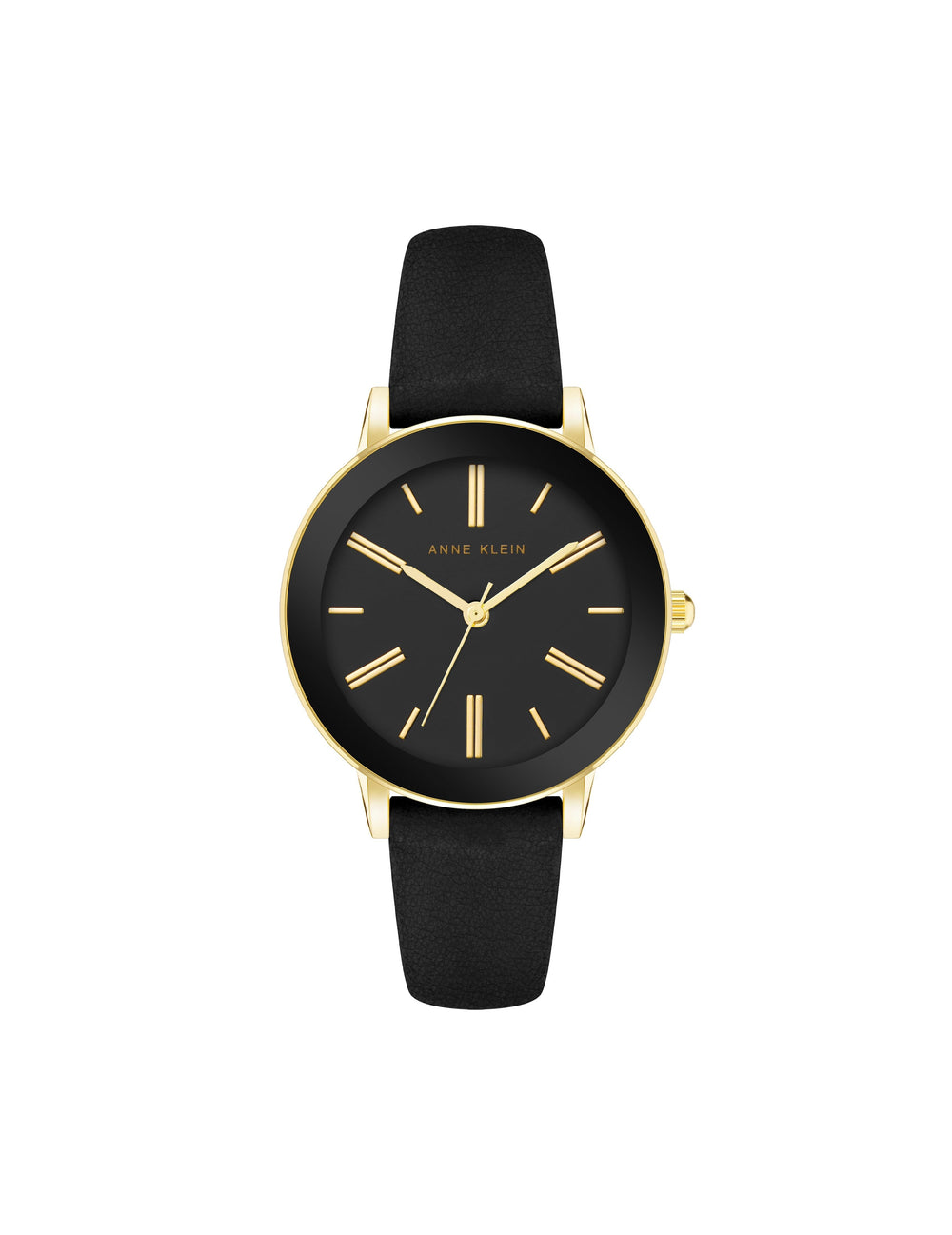 Minimalist Round Dial Watch - Anne Klein Black/Gold-Tone