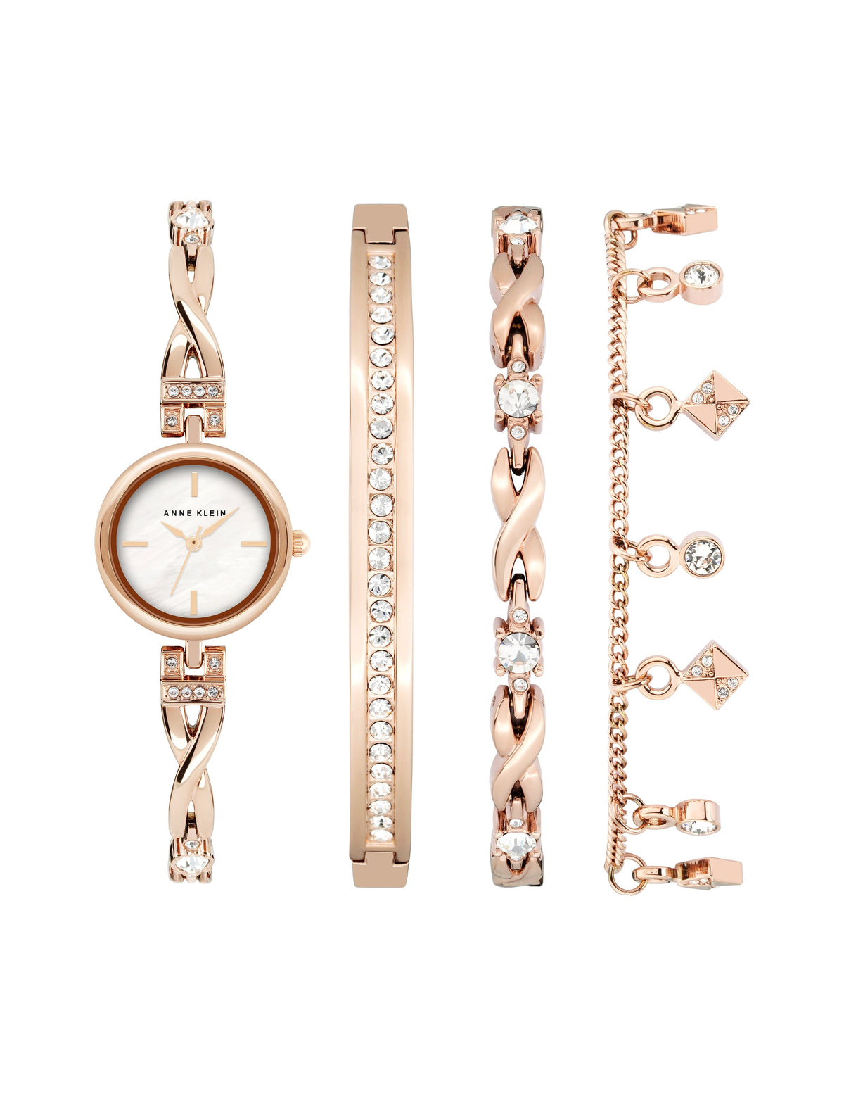 Crystal Accented Watch & Bracelet Set - Anne Klein Rose-Tone