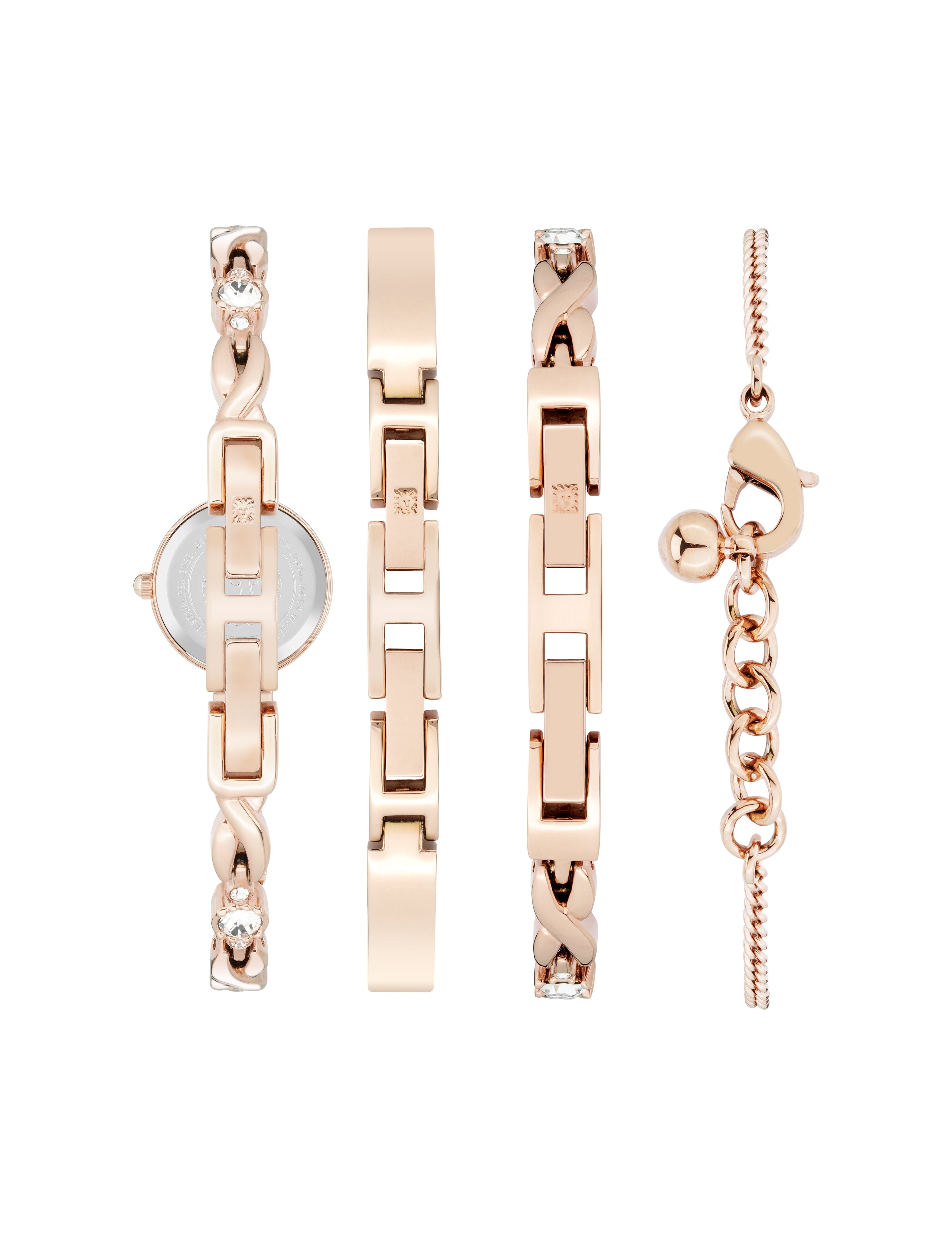 Crystal Accented Watch & Bracelet Set - Anne Klein Rose-Tone
