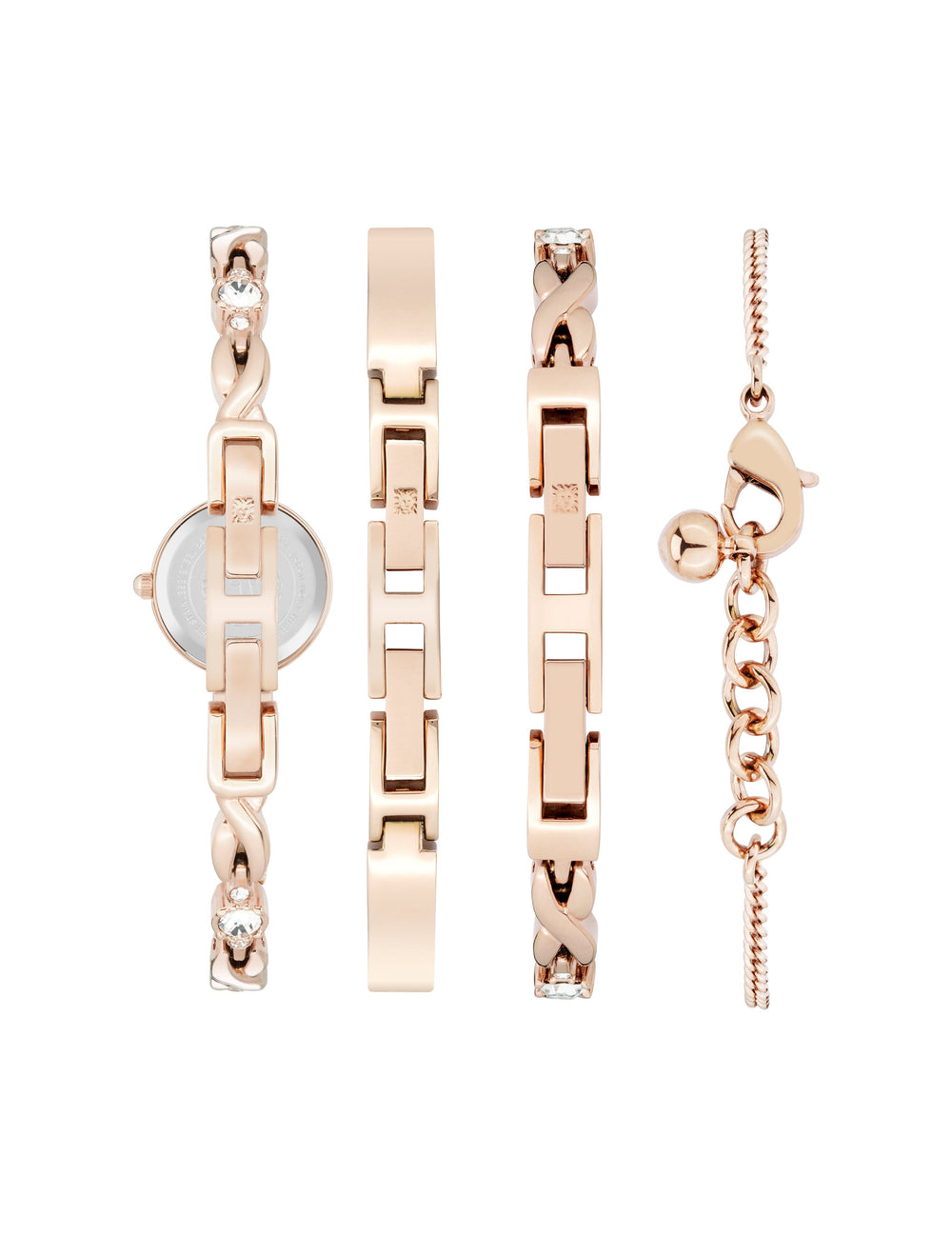 Crystal Accented Watch & Bracelet Set - Anne Klein Rose-Tone