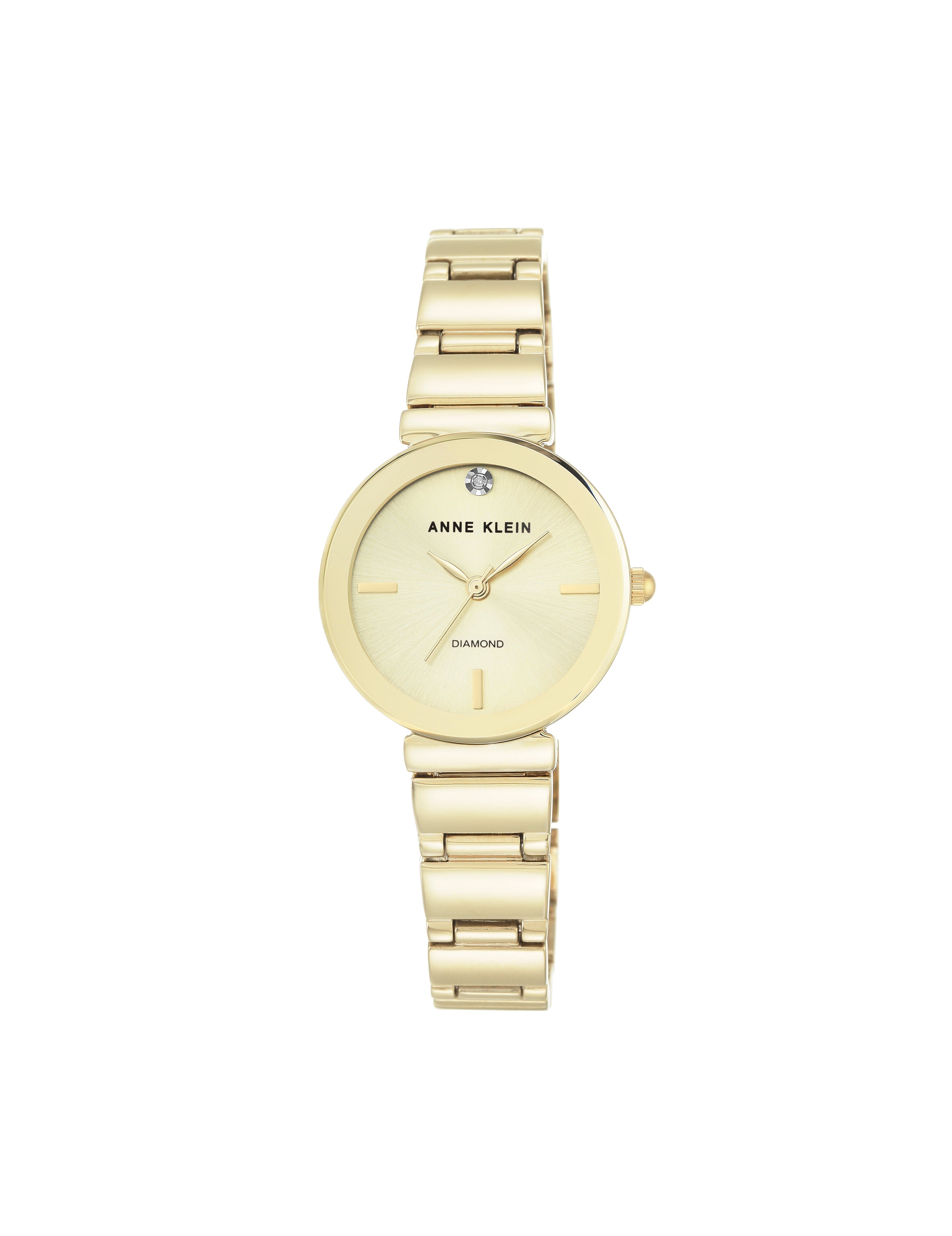 Diamond Accented Bracelet Watch - Anne Klein Gold-Tone