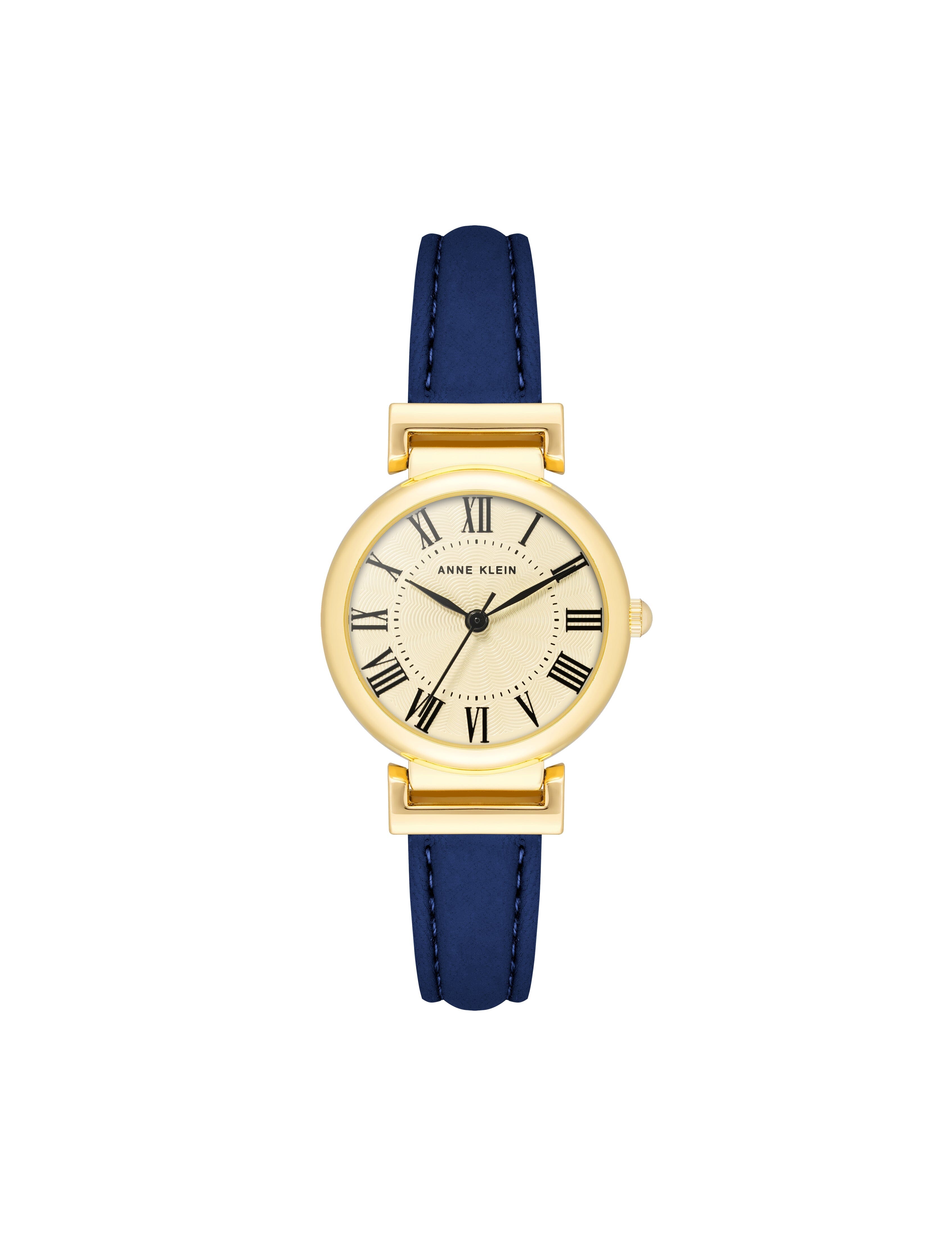 Leather Strap Classic Watch - Anne Klein Navy/Gold-Tone