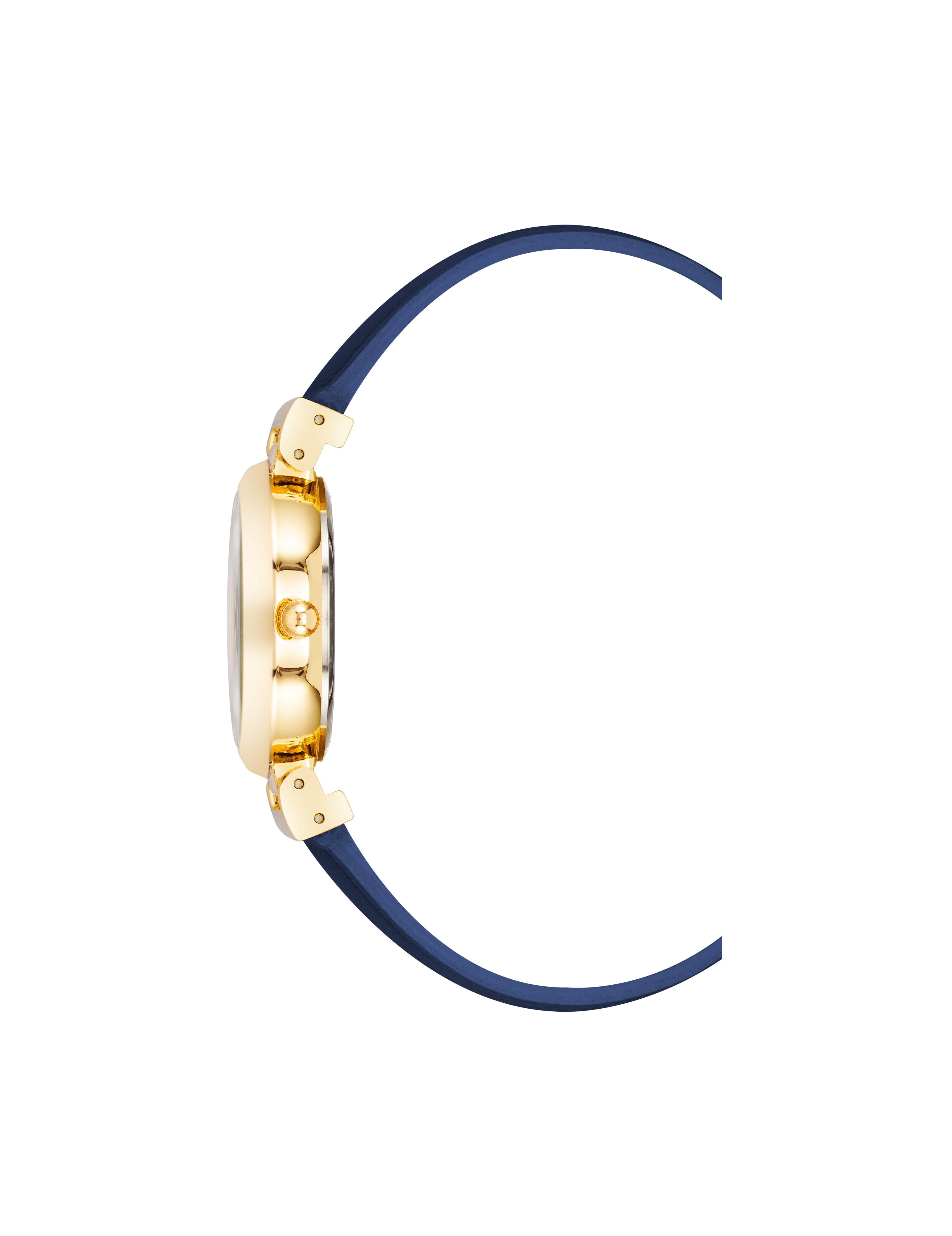 Leather Strap Classic Watch - Anne Klein Navy/Gold-Tone