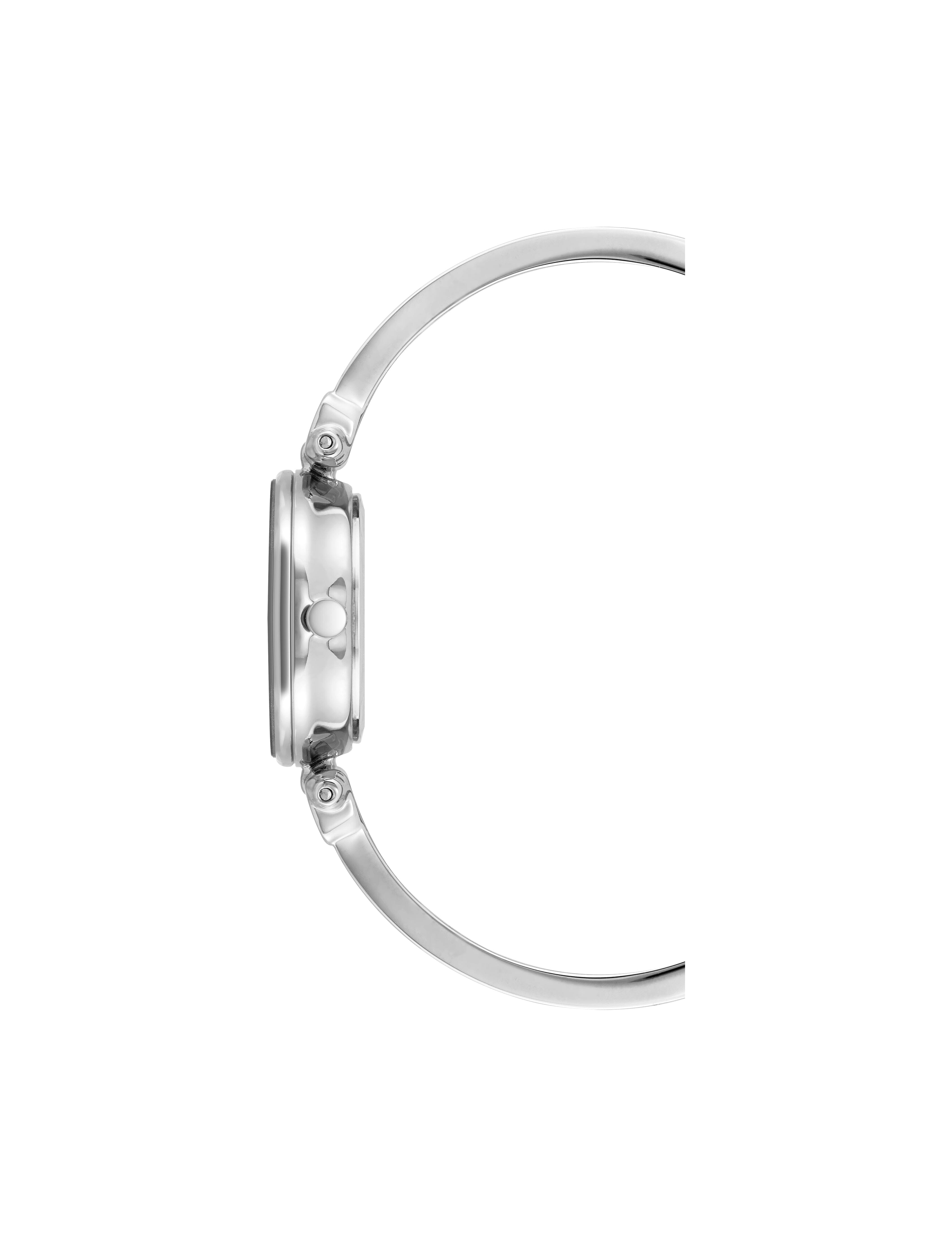 Diamond Accent Bangle Wristwatch - Anne Klein Black/Silver-Tone