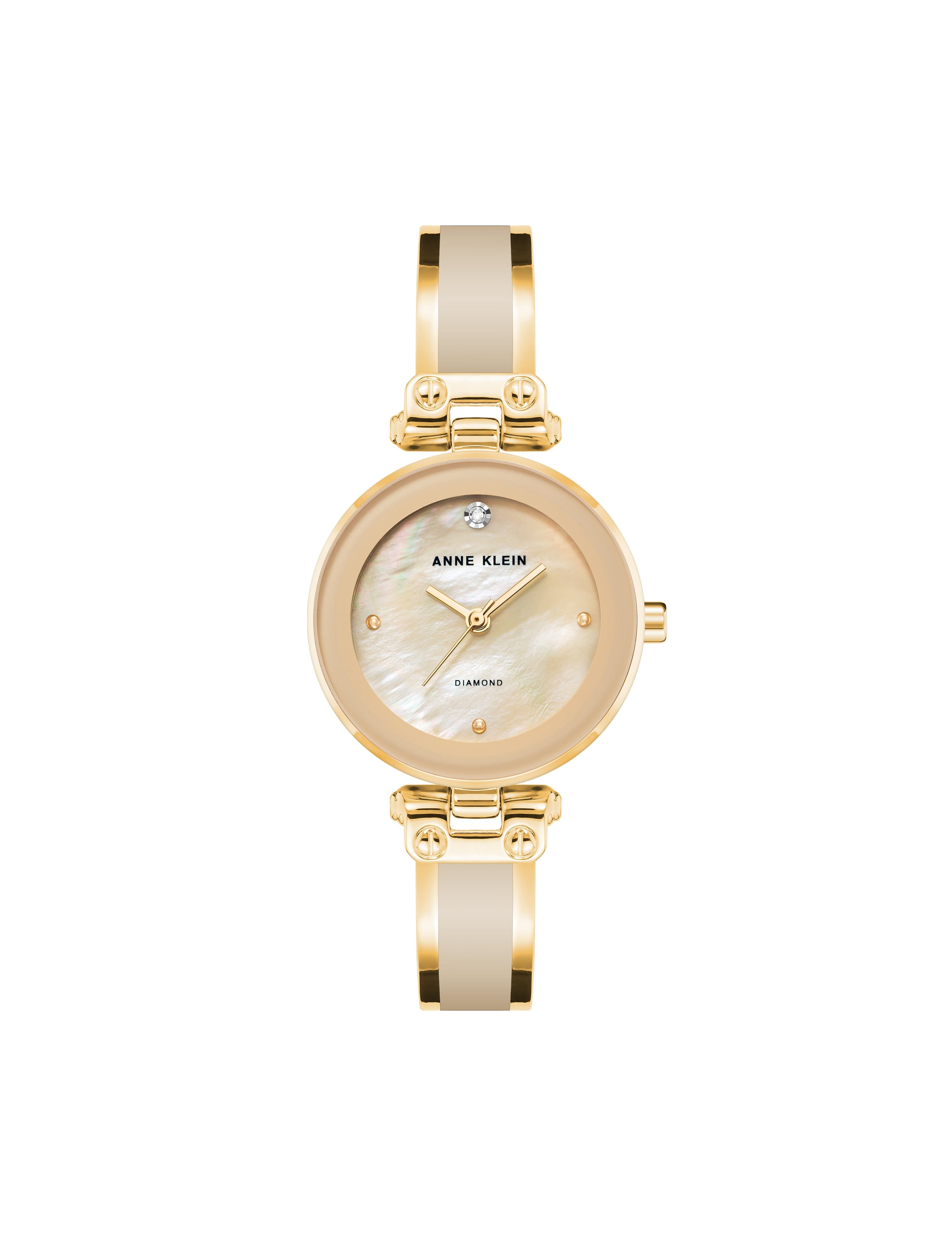 Diamond Accent Bracelet Watch - Anne Klein Tan/Gold-Tone