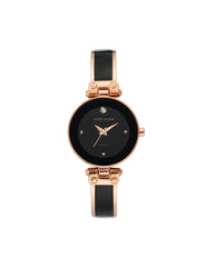 Diamond Accent Watch Bangle - Anne Klein Black/Rose-Tone