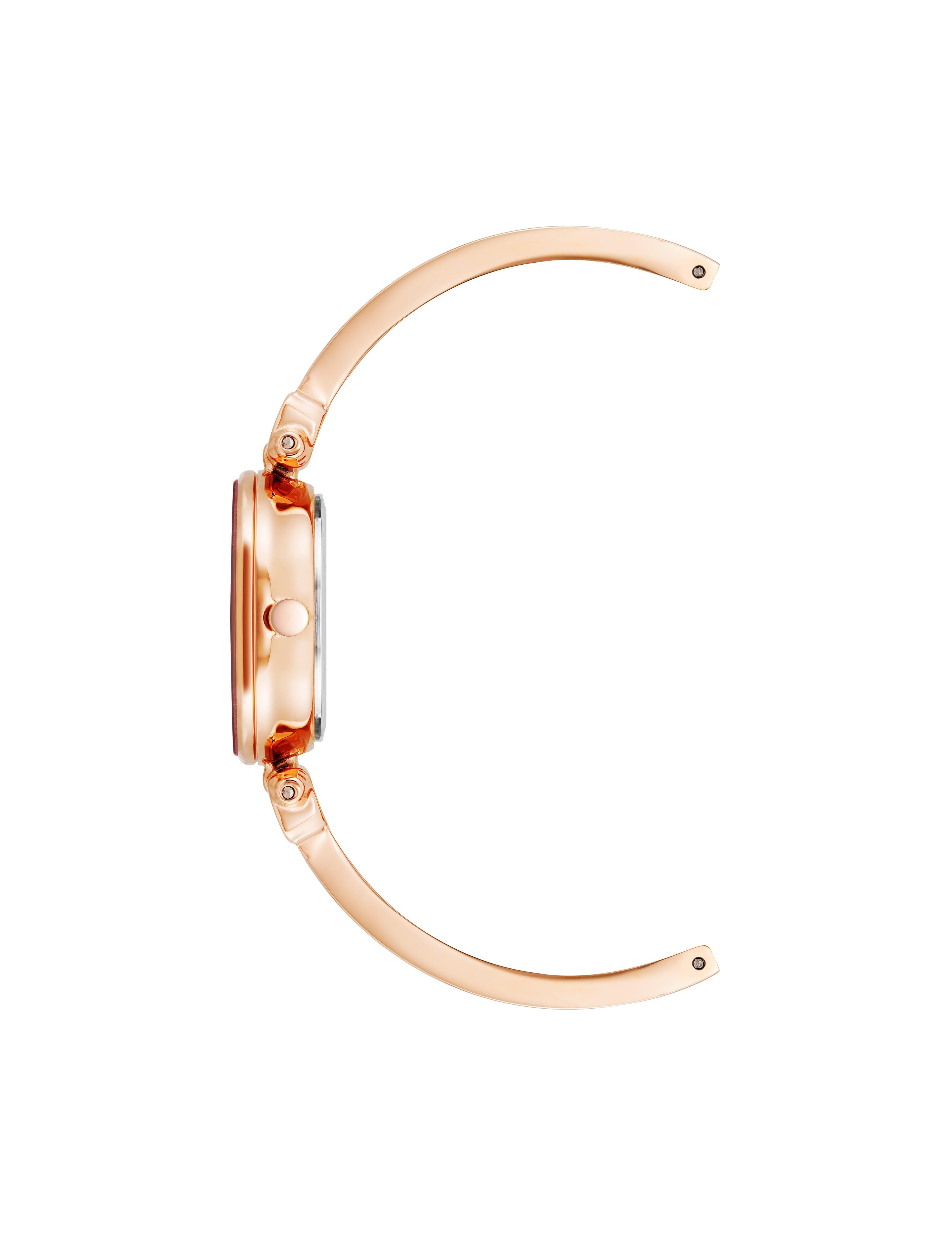 Diamond Accent Watch Bangle - Anne Klein Black/Rose-Tone