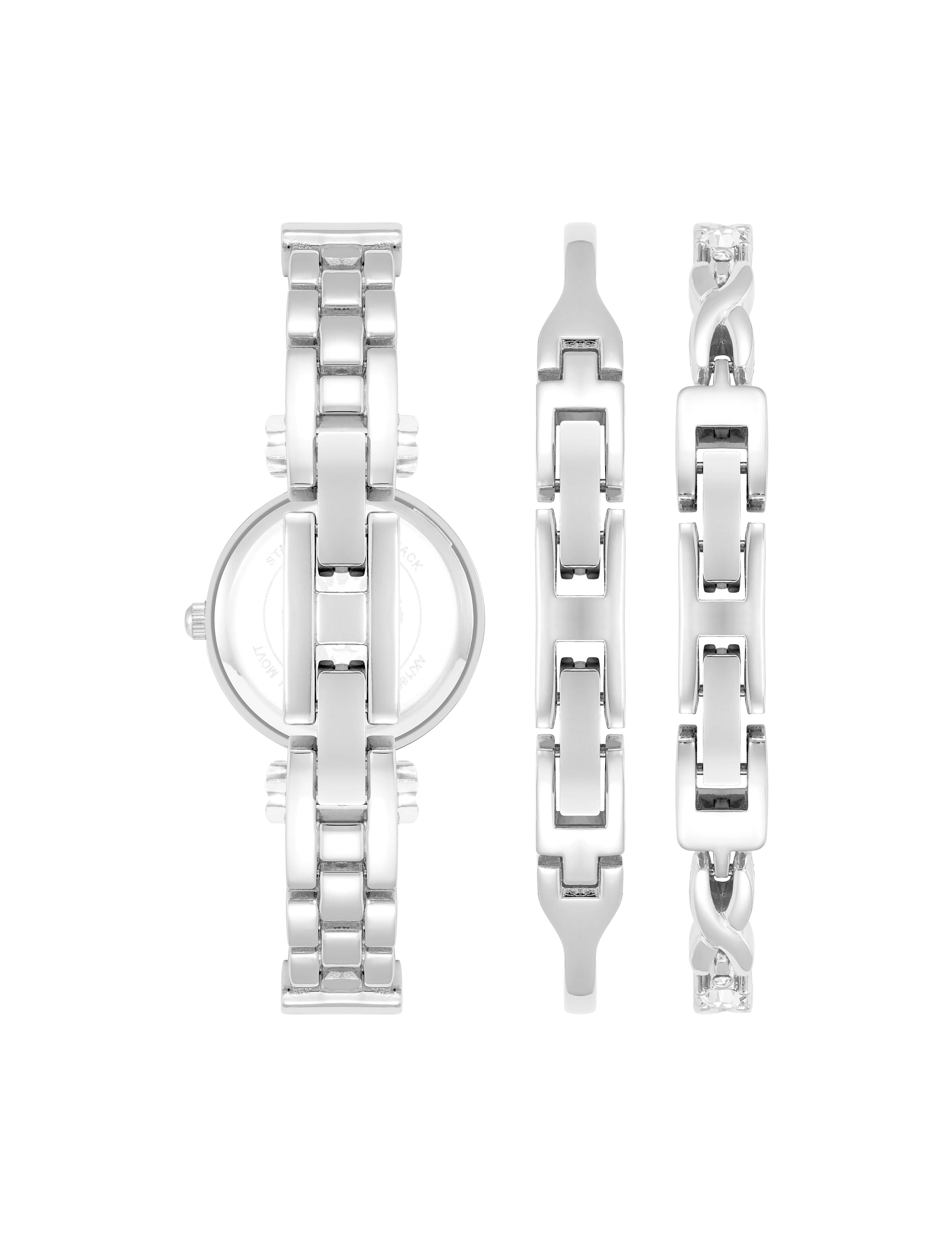 Watch & Bracelet Set - Anne Klein Light Blue/Silver-Tone