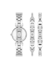 Watch & Bracelet Set with Crystal Accents - Anne Klein Black/Silver-Tone