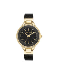 Glitter Resin Bangle Wristwatch - Anne Klein Black/Gold-Tone