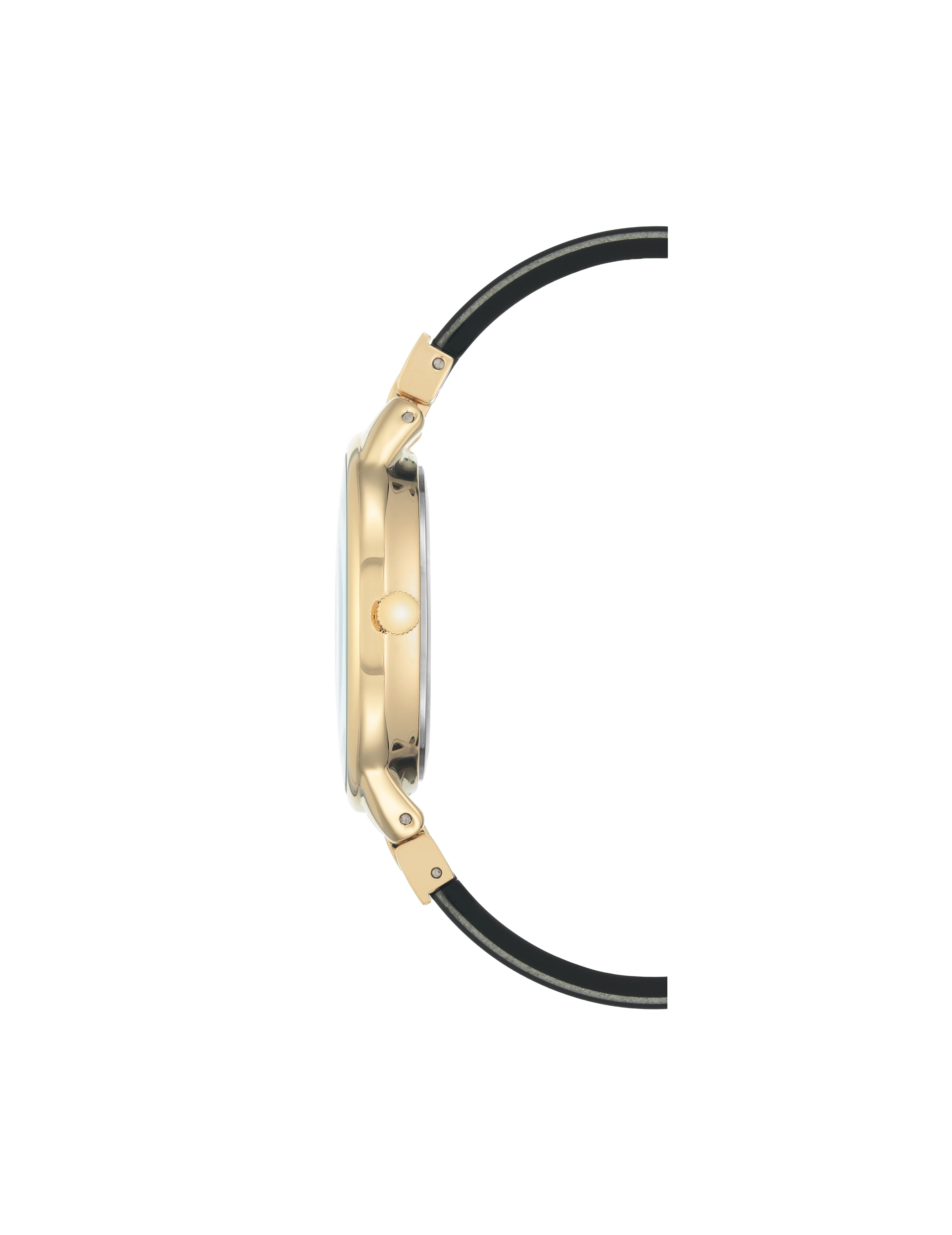 Glitter Resin Bangle Wristwatch - Anne Klein Black/Gold-Tone