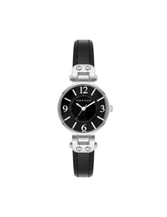 Essential Leather Strap Watch - Anne Klein Black/Silver-Tone