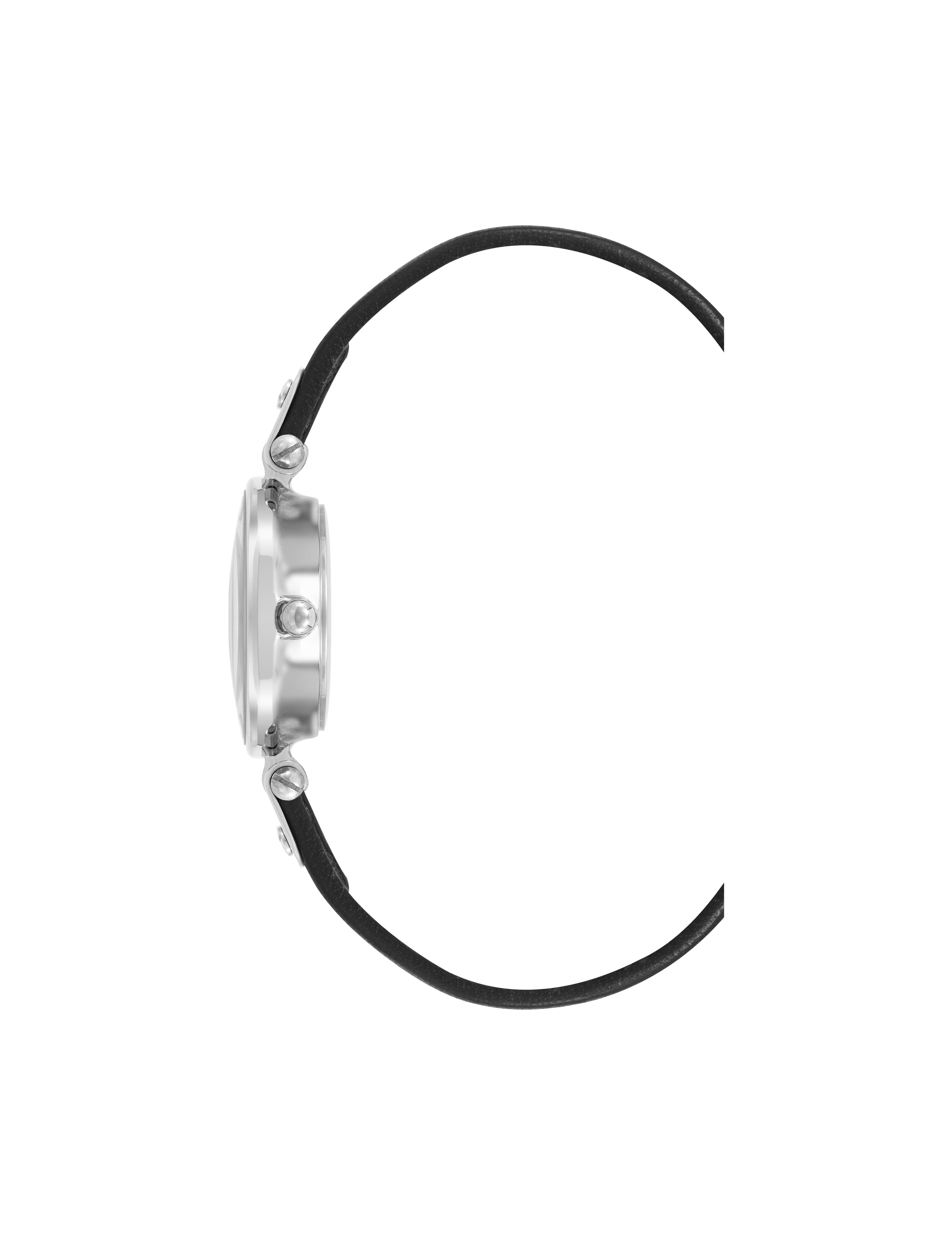 Essential Leather Strap Watch - Anne Klein Black/Silver-Tone