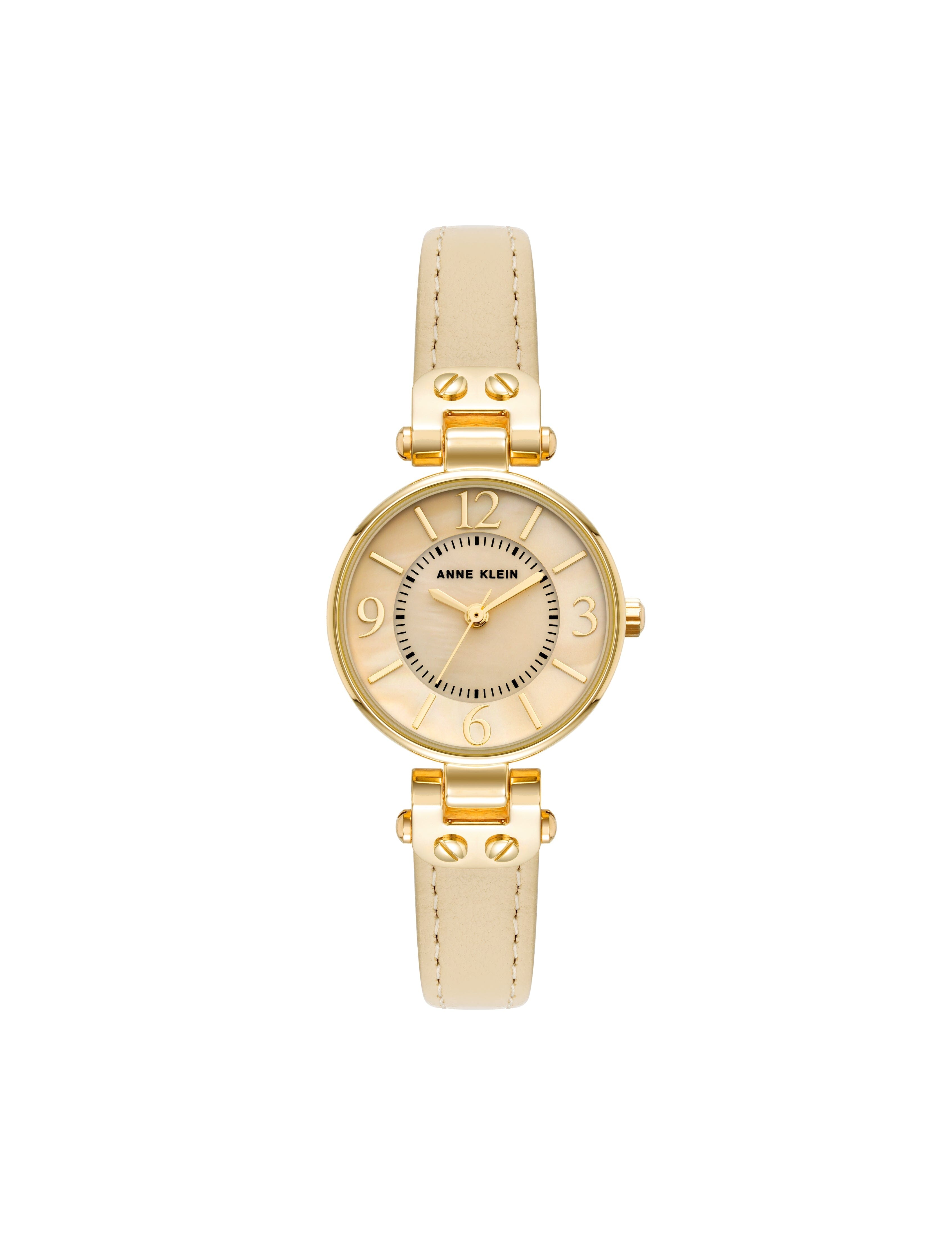Essential Leather Strap Wristwatch - Anne Klein Gold-Tone/Cream