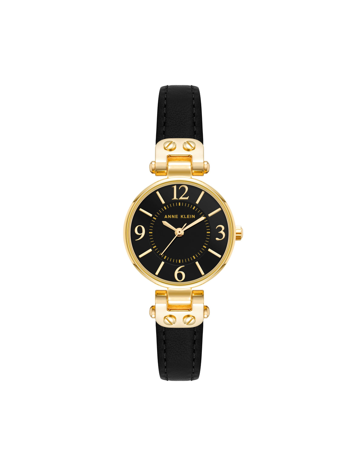 Leather Strap Essential Watch - Anne Klein Gold-Tone/Black