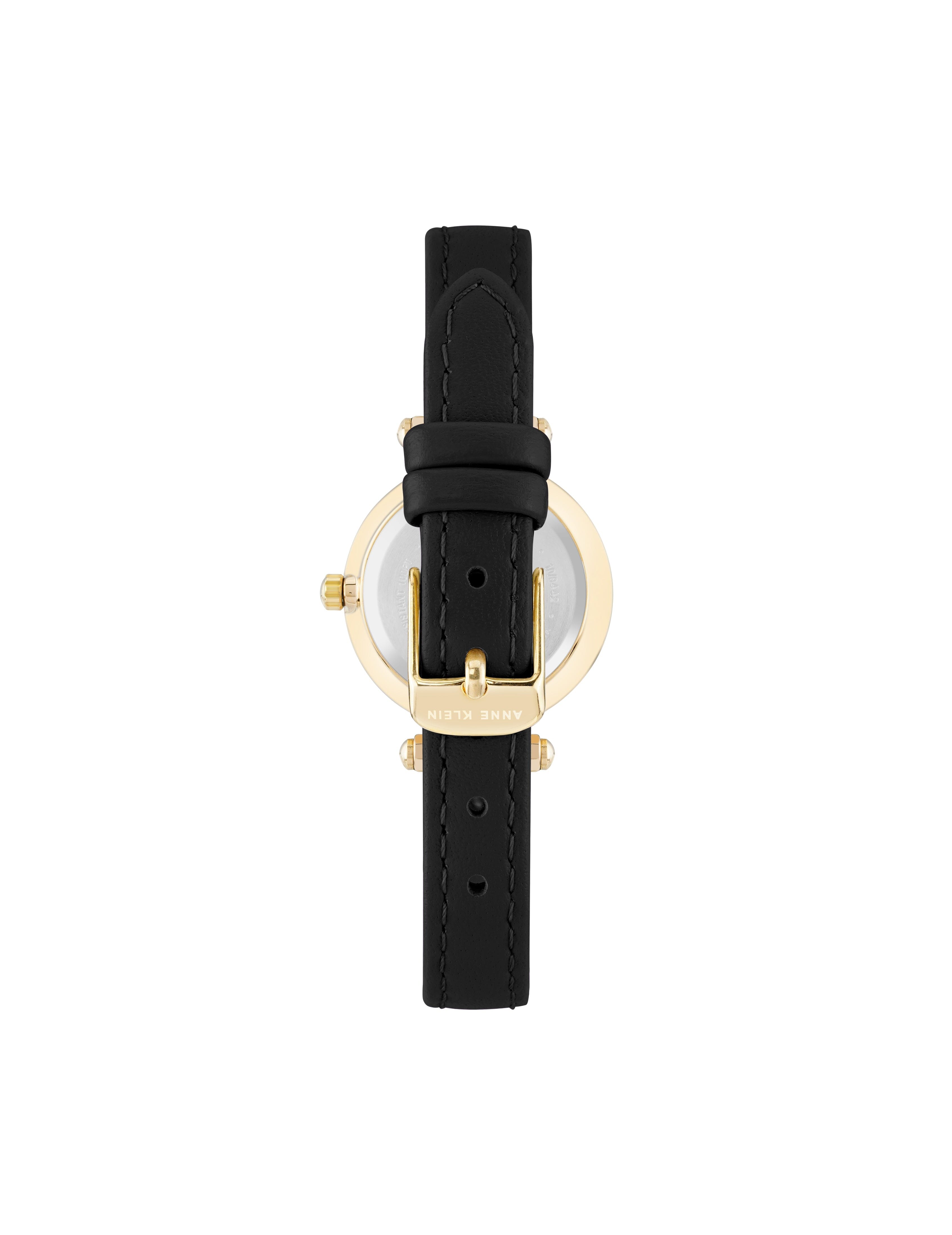 Leather Strap Essential Watch - Anne Klein Gold-Tone/Black