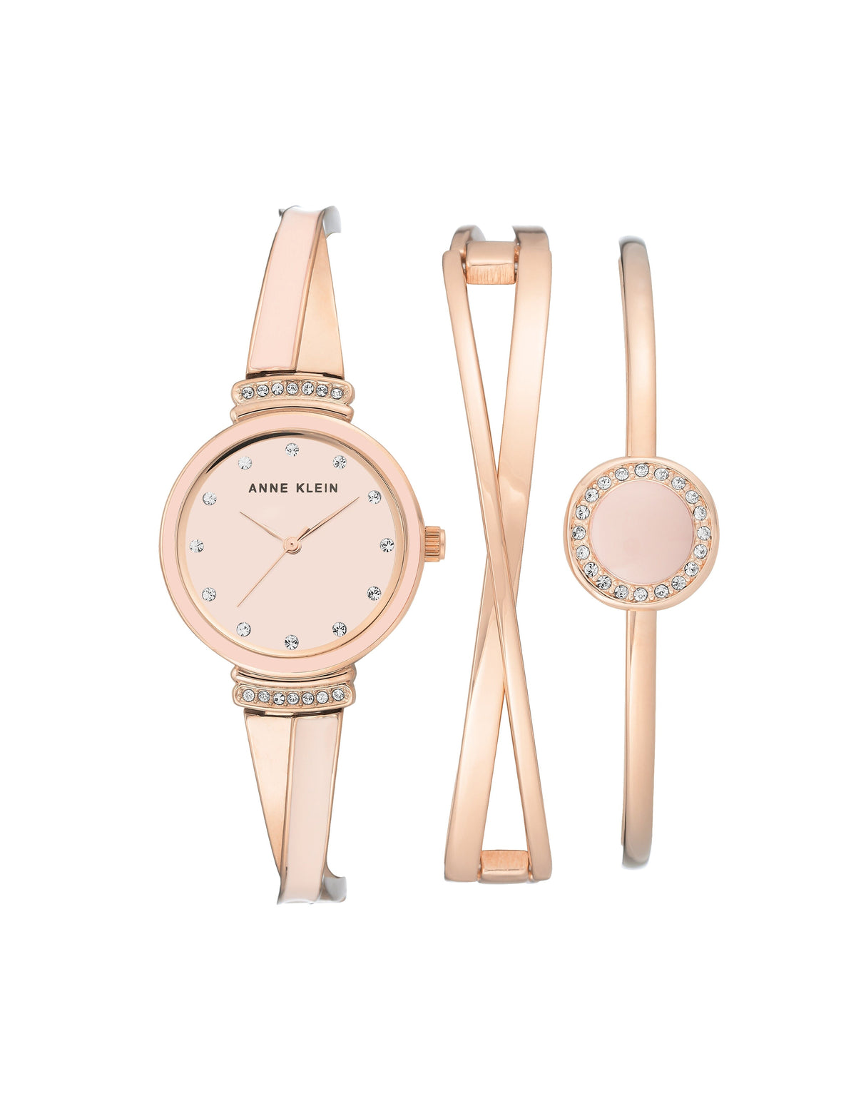Enamel Watch & Bracelet Set - Anne Klein Blush/Rose-Tone