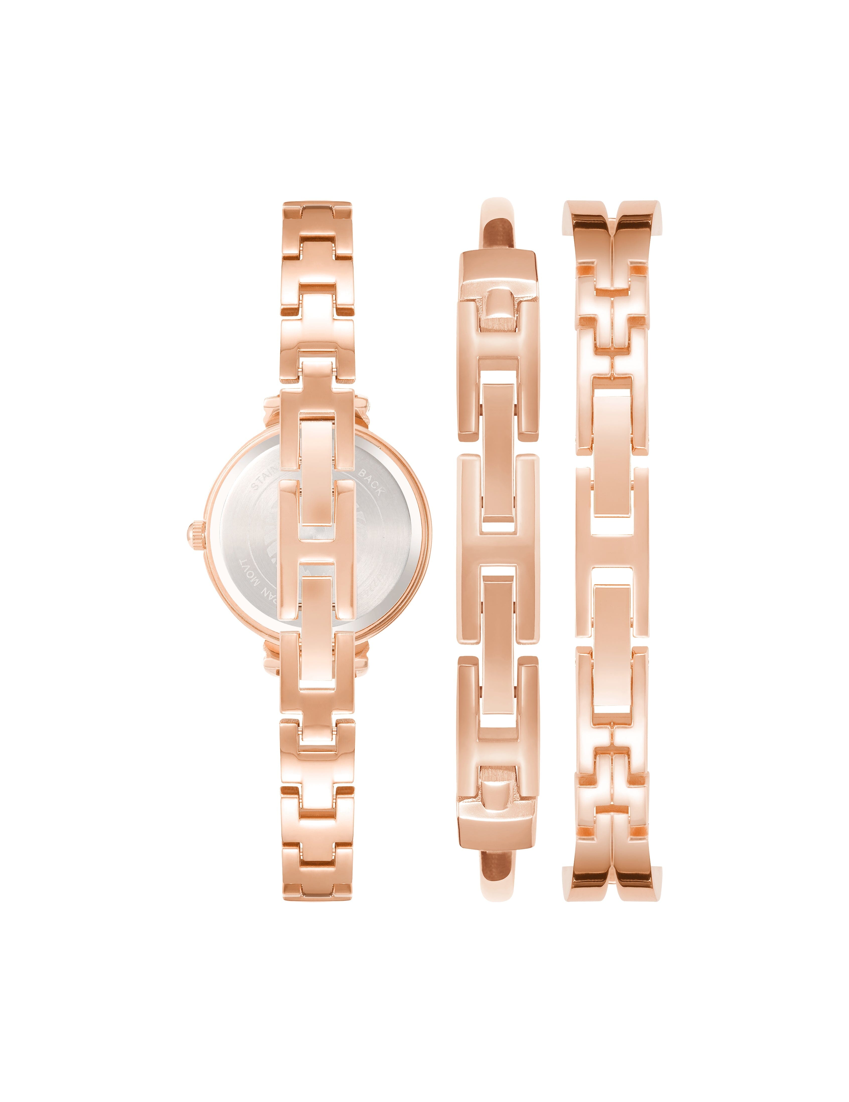 Enamel Watch & Bracelet Set - Anne Klein Blush/Rose-Tone