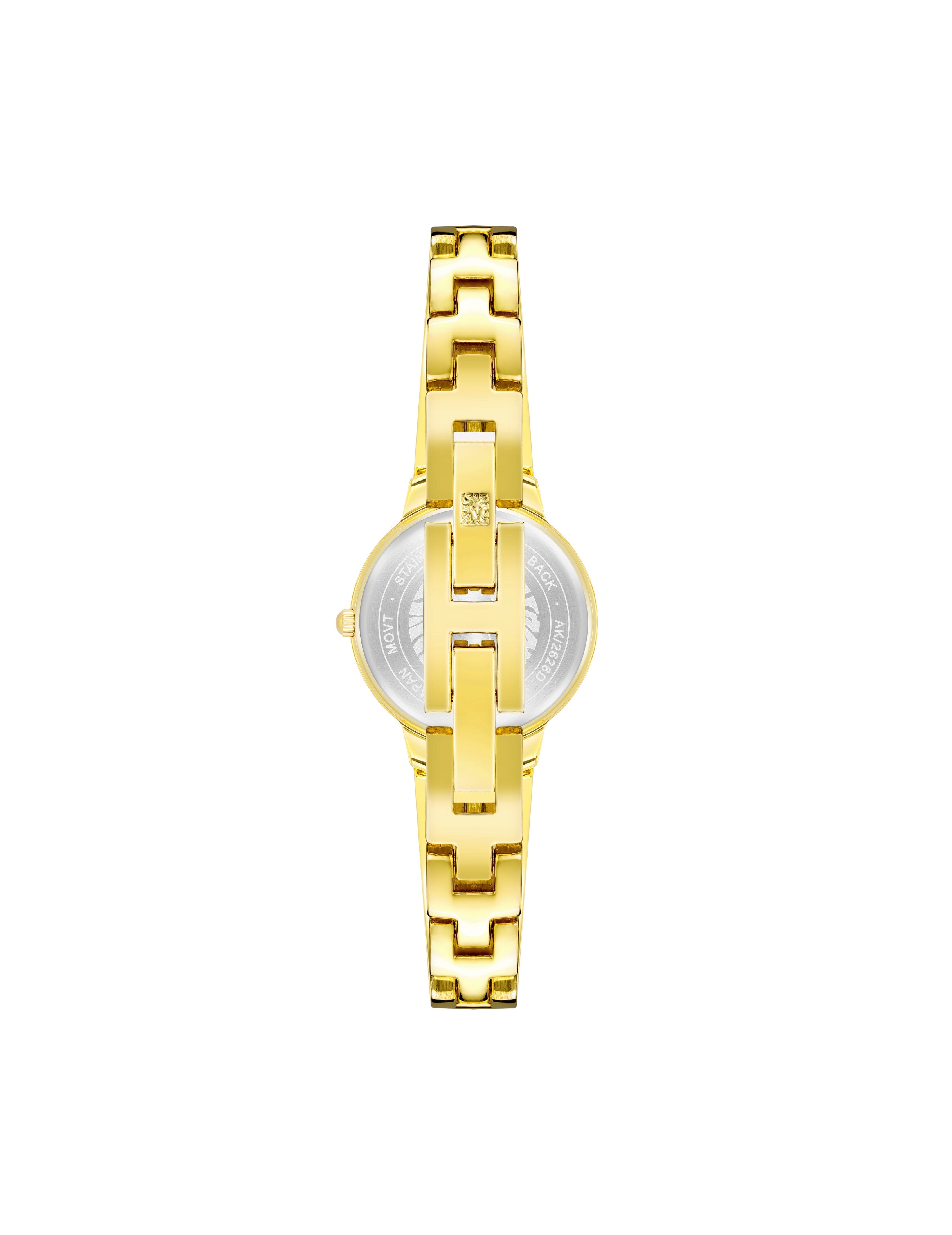 Diamond Accented Bangle Watch - Anne Klein Black/Gold-Tone