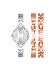 Bangle Watch & Bracelets Set - Anne Klein Silver/Rose-Tone