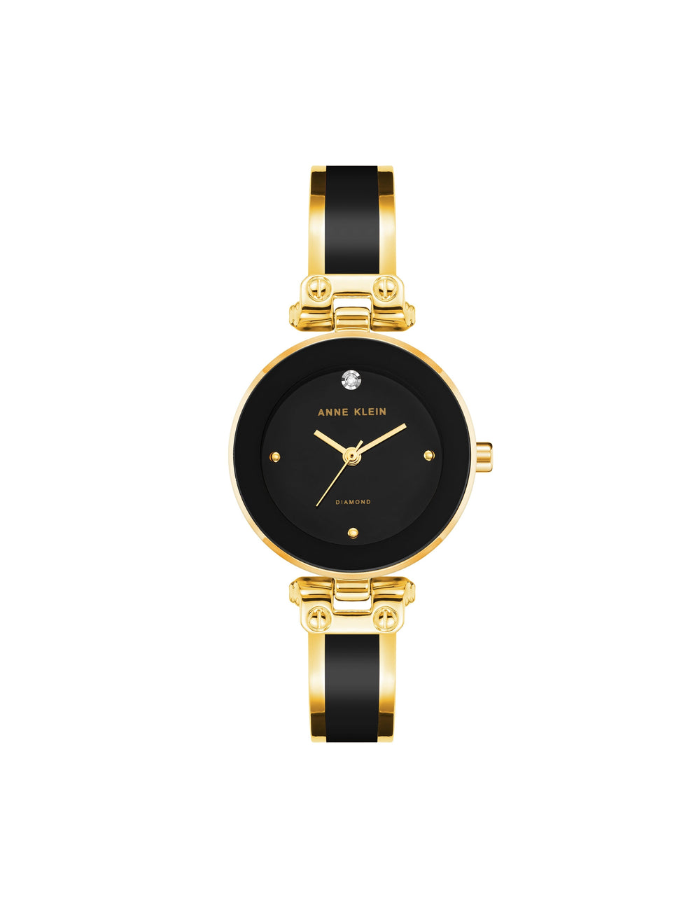 Diamond Accent Bangle Watch - Anne Klein Black/Gold-Tone
