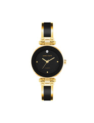 Diamond Accent Bangle Watch - Anne Klein Black/Gold-Tone