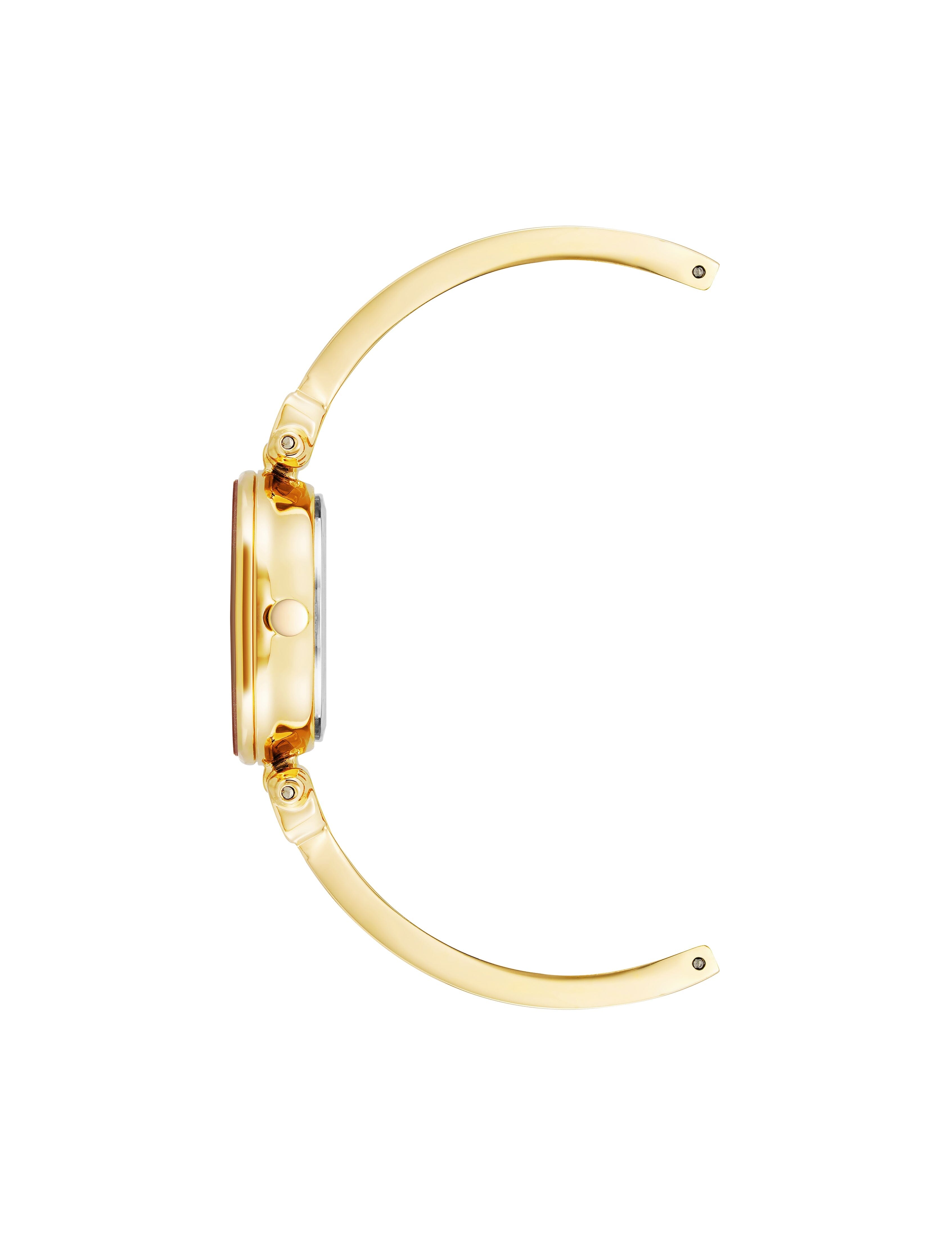 Diamond Accent Bangle Watch - Anne Klein Black/Gold-Tone
