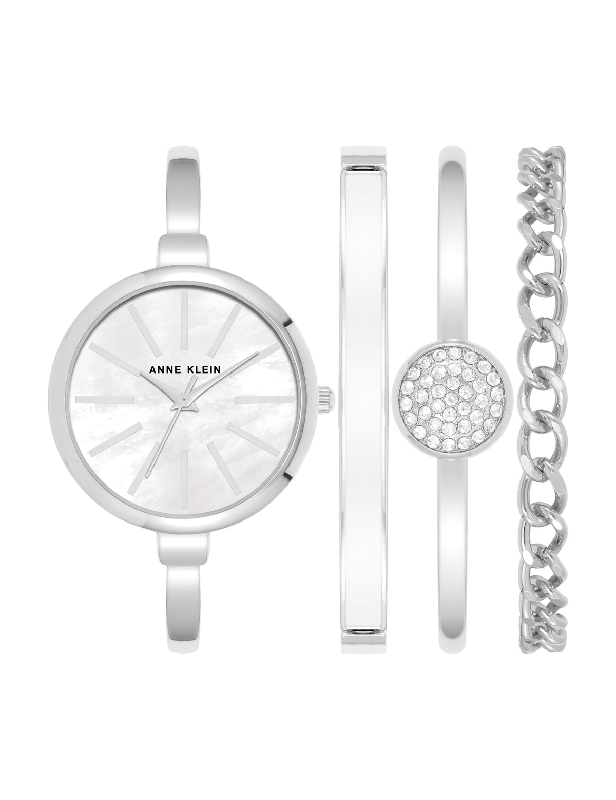 Sophisticated Watch & Bracelet Set - Anne Klein Silver-Tone