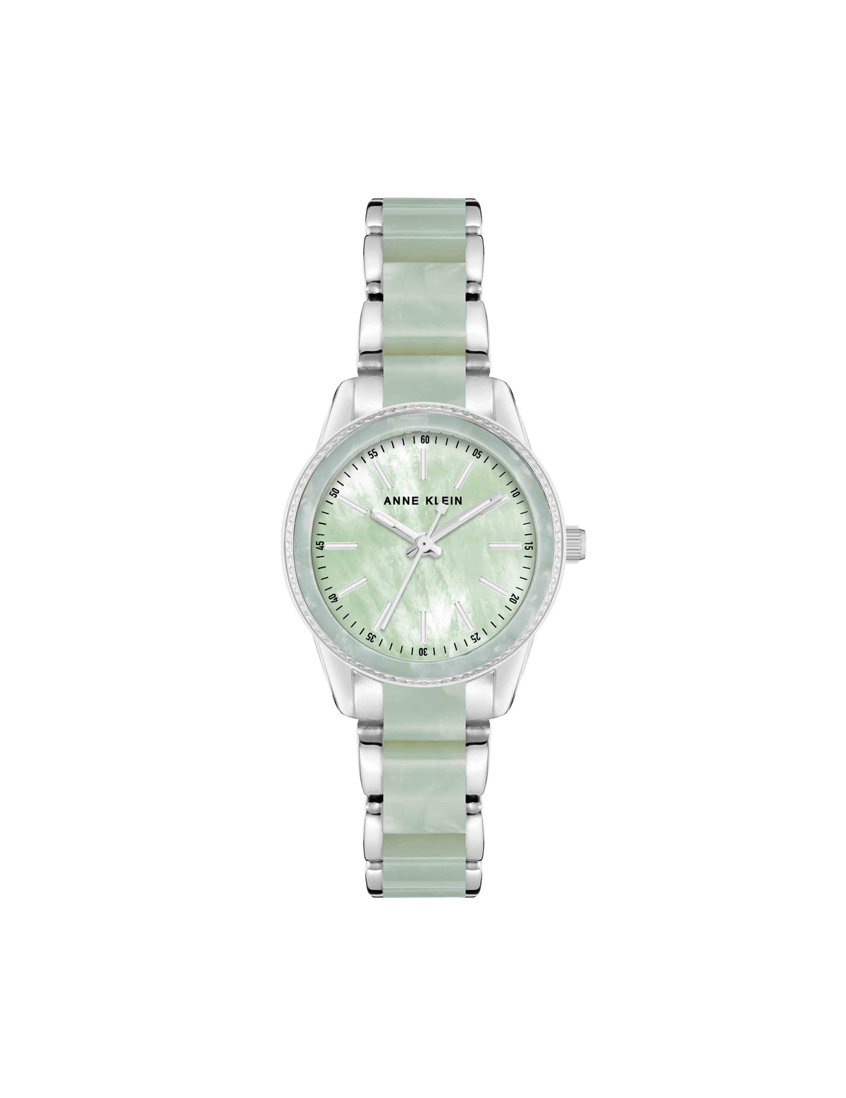 Pearlescent Resin Link Bracelet Watch - Anne Klein Mint/Silver-Tone