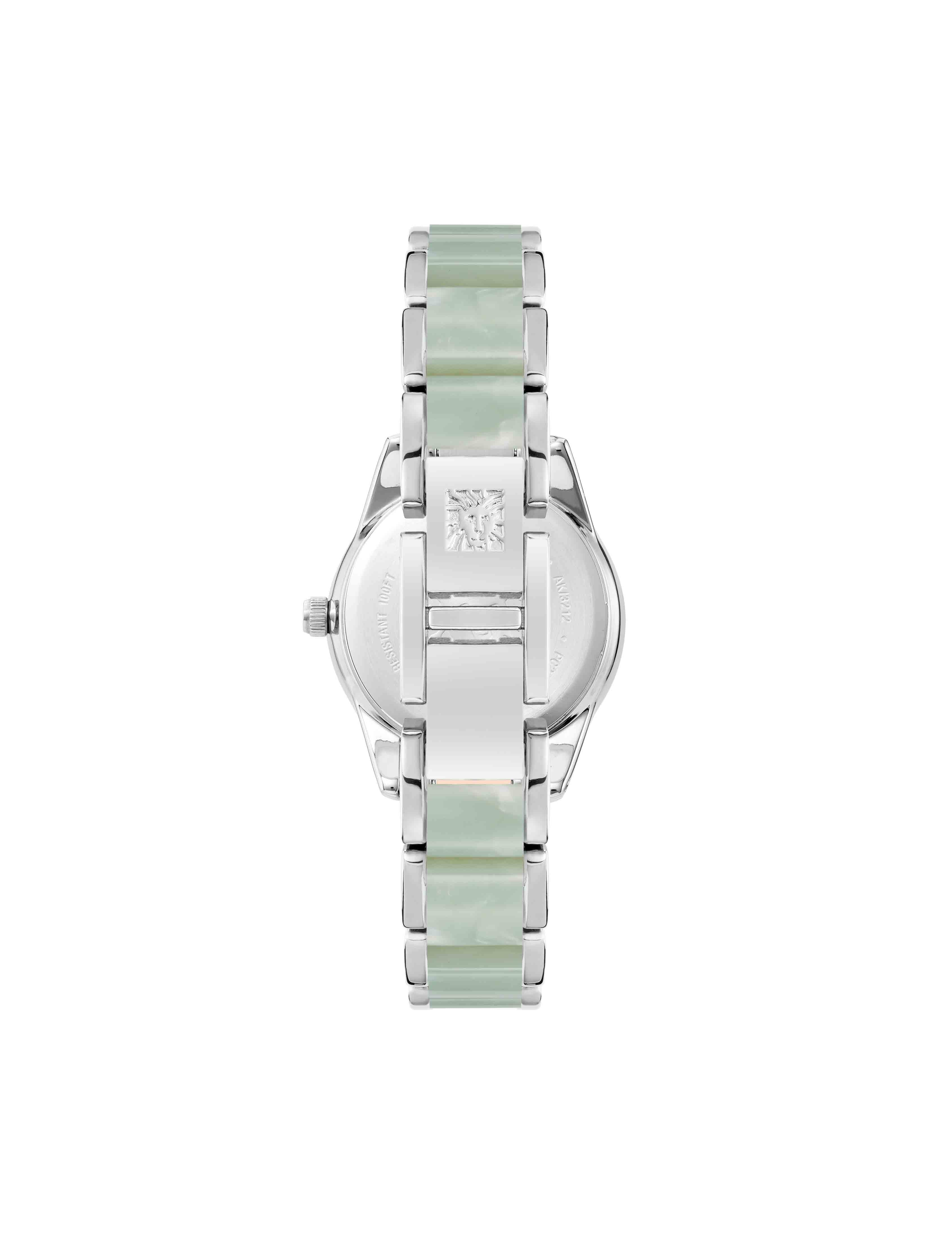 Pearlescent Resin Link Bracelet Watch - Anne Klein Mint/Silver-Tone