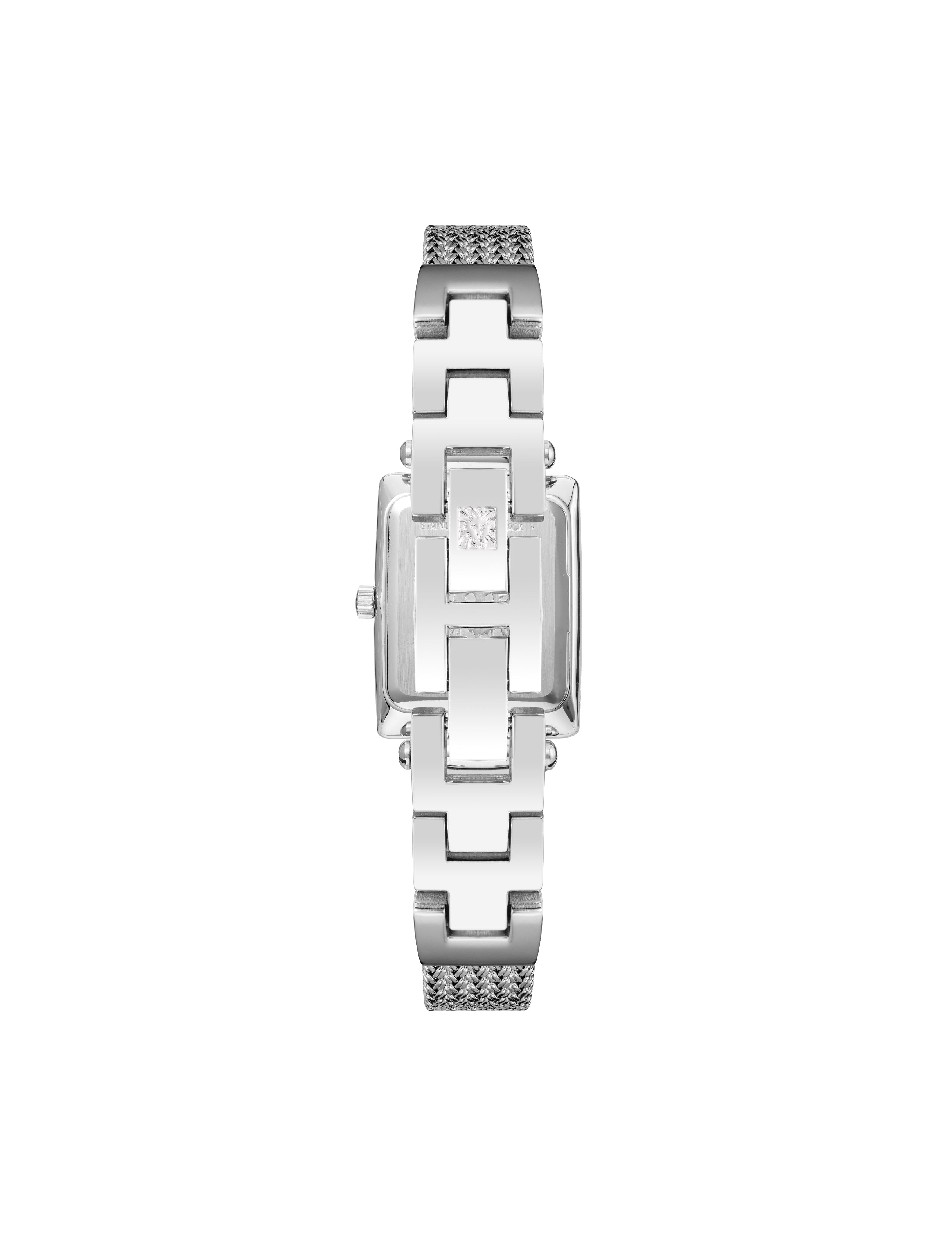 Rectangular Case Mesh Bracelet Watch - Anne Klein Silver-Tone