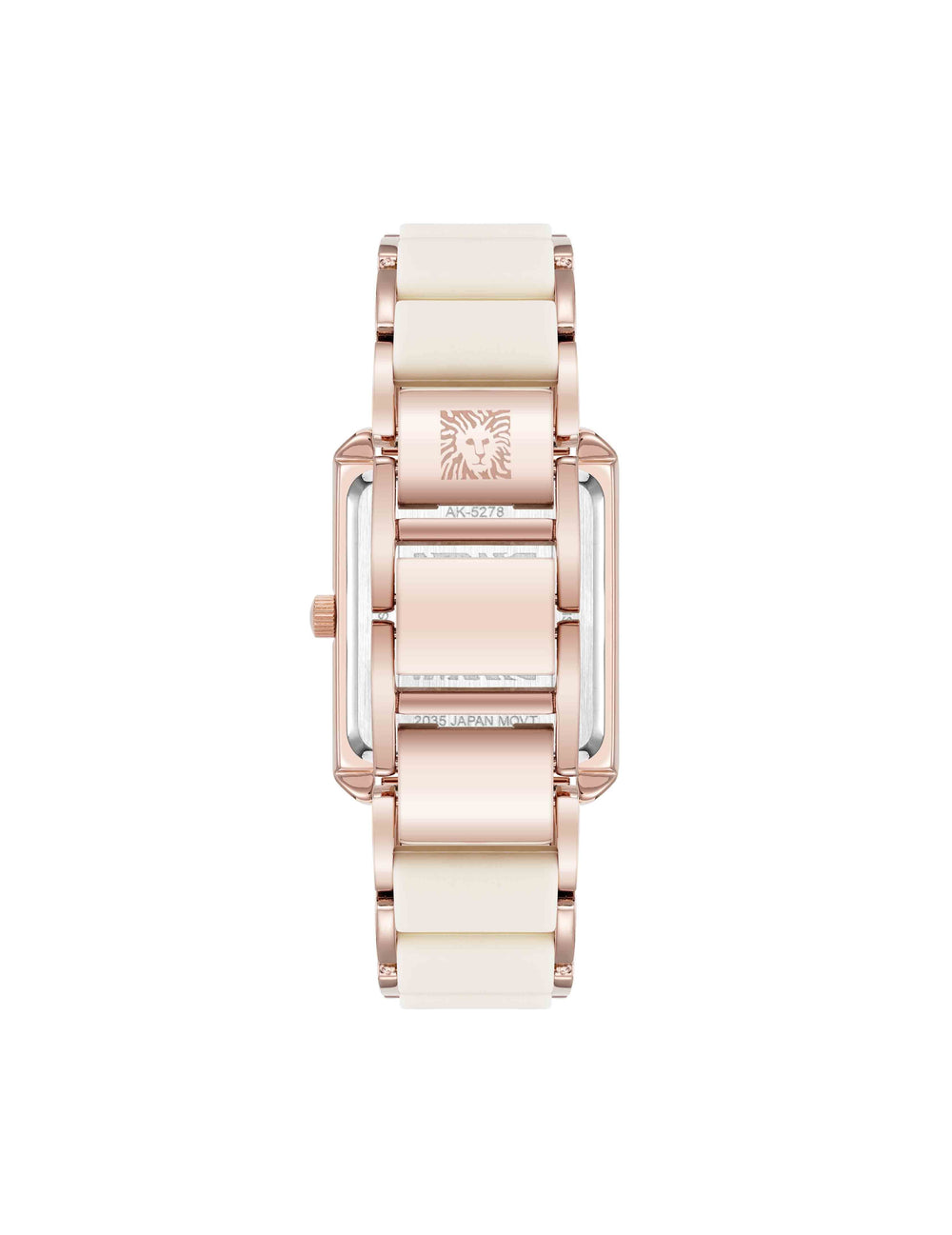 Rectangular Silicone Bracelet Watch - Anne Klein Ivory/Rose-Tone