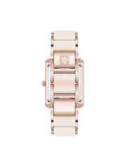 Rectangular Silicone Bracelet Watch - Anne Klein Ivory/Rose-Tone