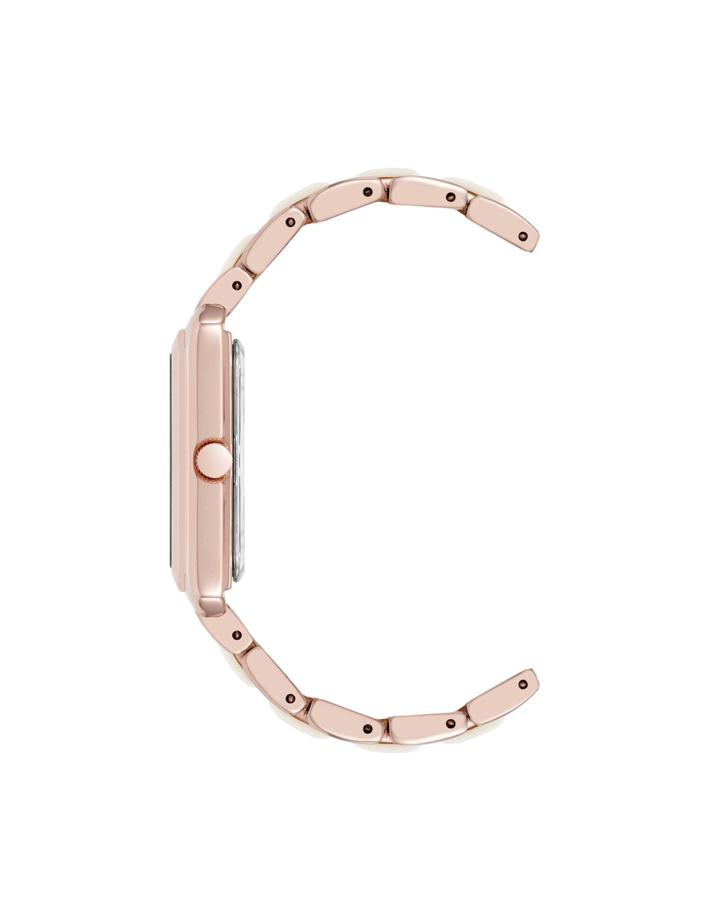 Rectangular Silicone Bracelet Watch - Anne Klein Ivory/Rose-Tone