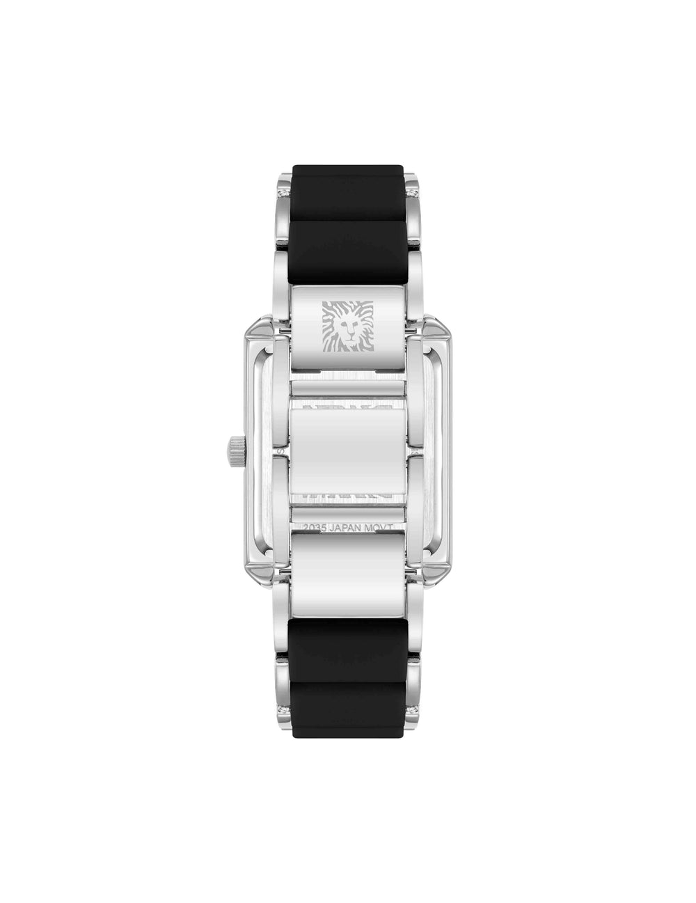 Rectangular Silicone Bracelet Watch - Anne Klein Black/Silver-Tone