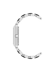 Rectangular Silicone Bracelet Watch - Anne Klein Black/Silver-Tone