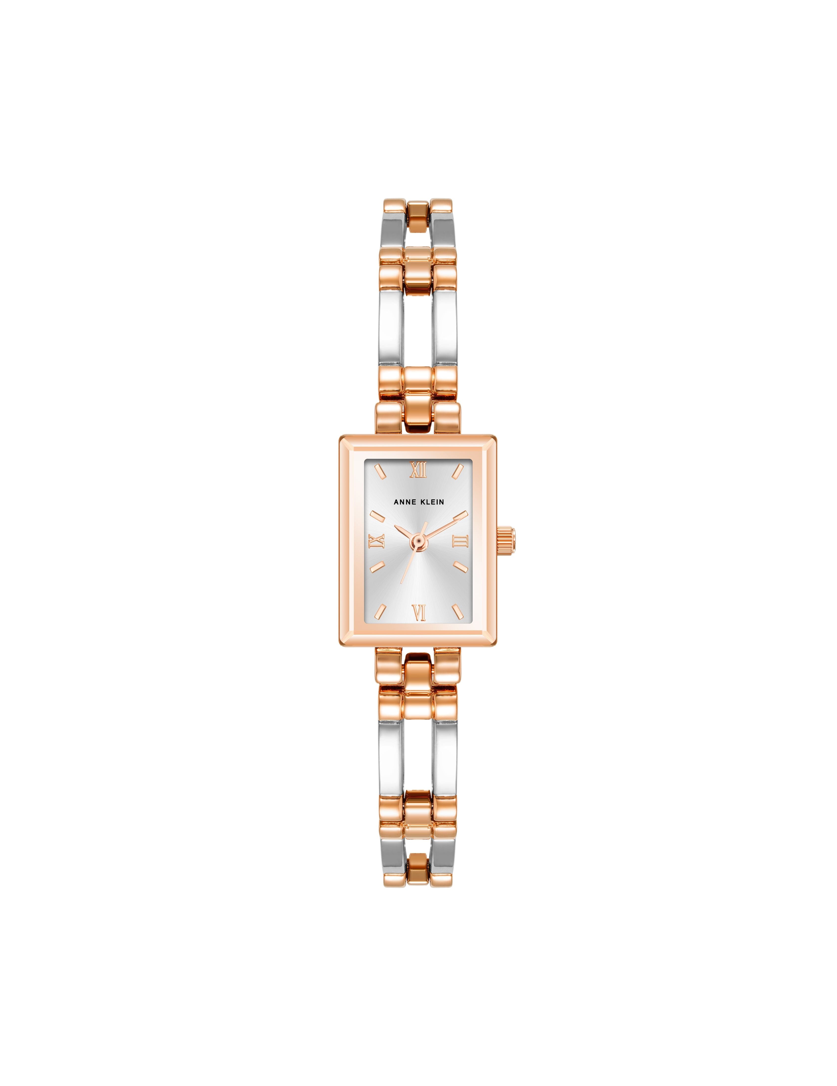 Rectangular Case Bangle Watch - Anne Klein Silver/Rose-Tone