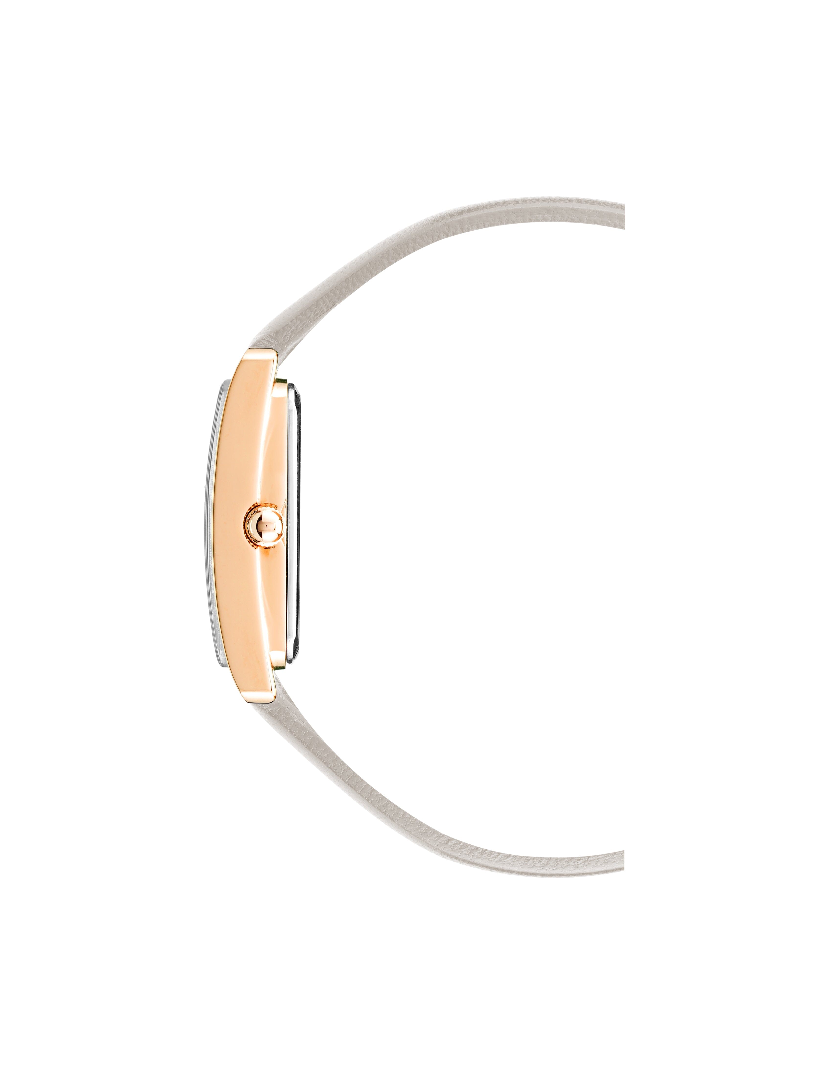 Rectangular Leather Strap Watch - Anne Klein Rose-Tone/Taupe