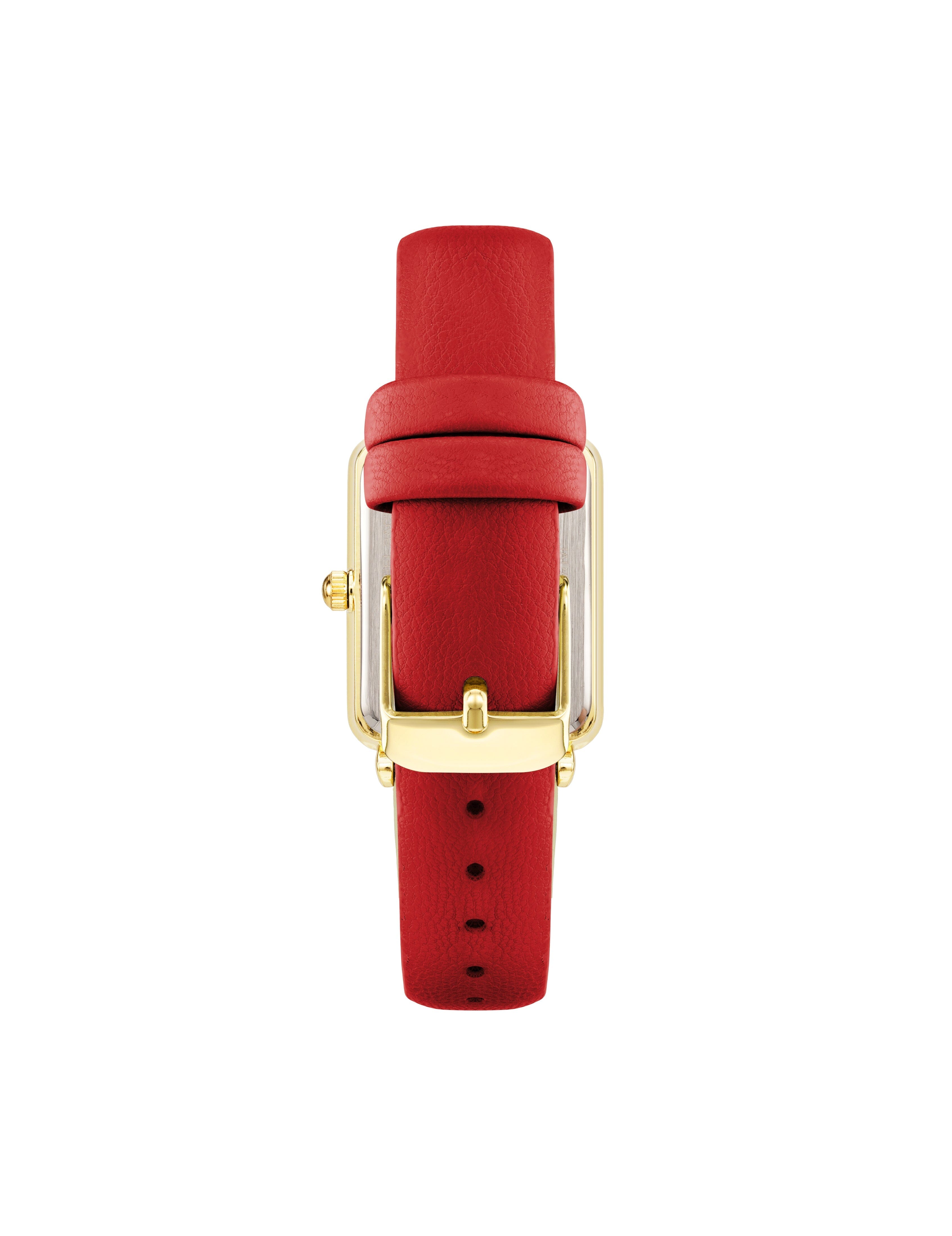 Rectangular Strap Watch - Anne Klein Gold-Tone/Red