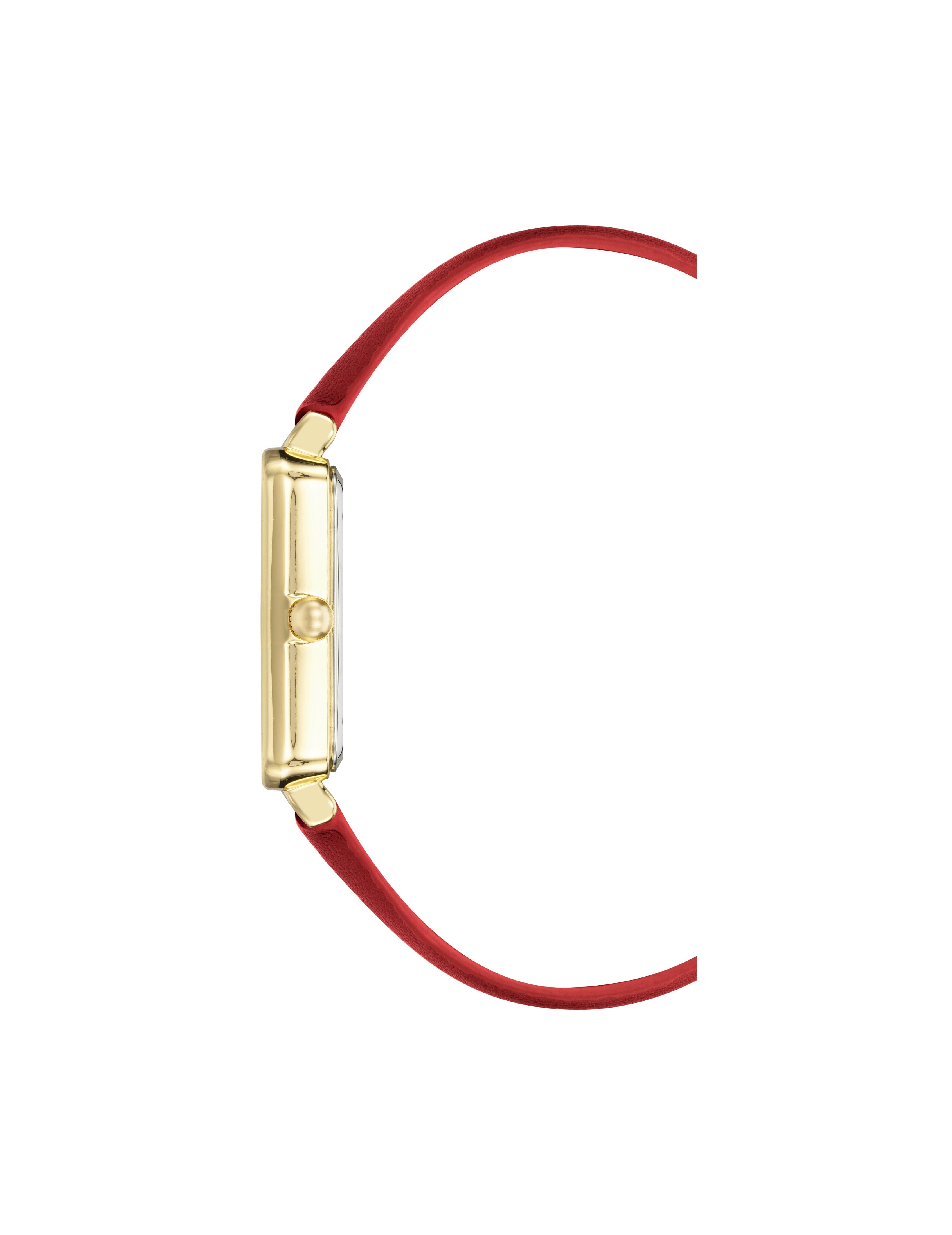 Rectangular Strap Watch - Anne Klein Gold-Tone/Red