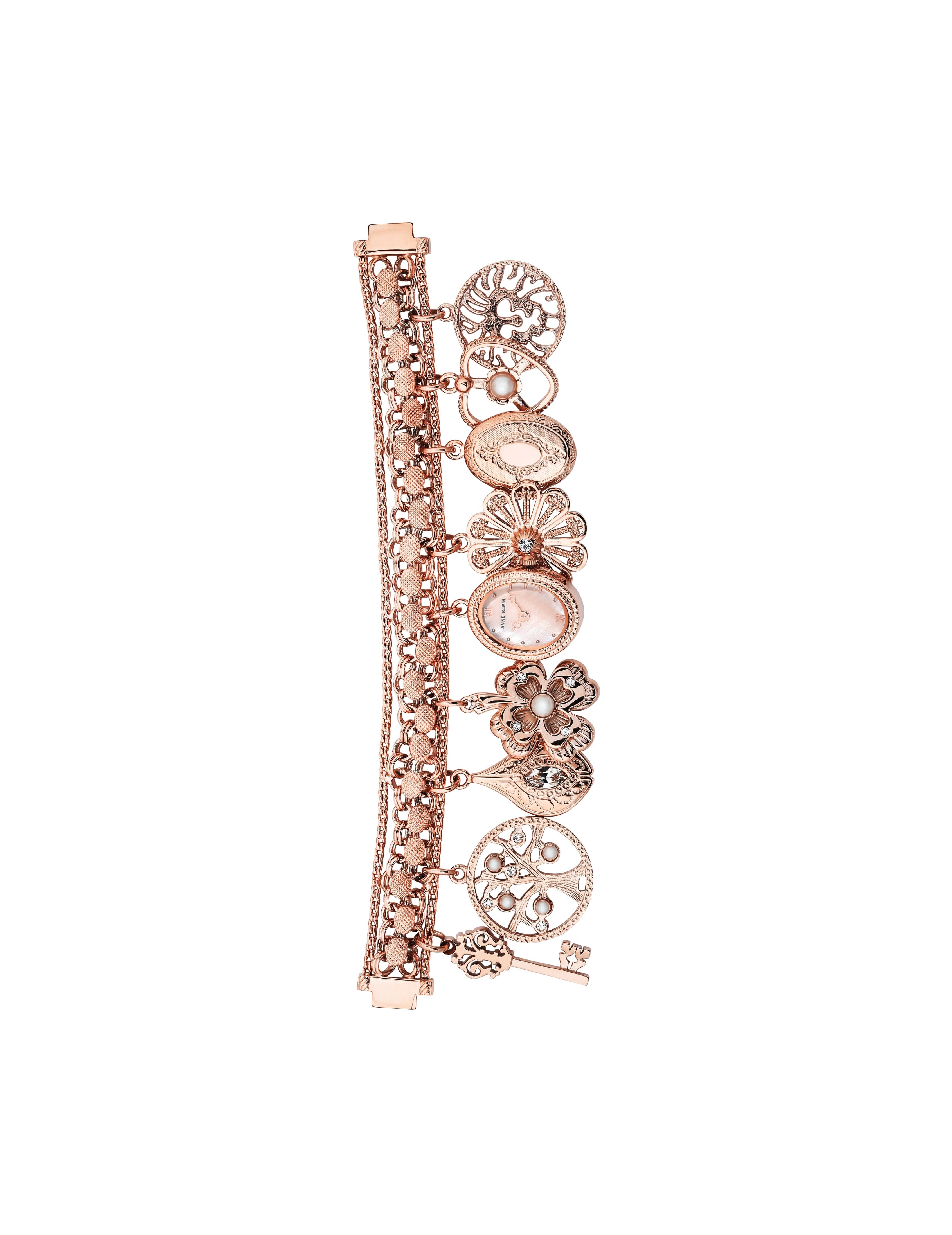Charm Bracelet Watch - Anne Klein Rose-Tone