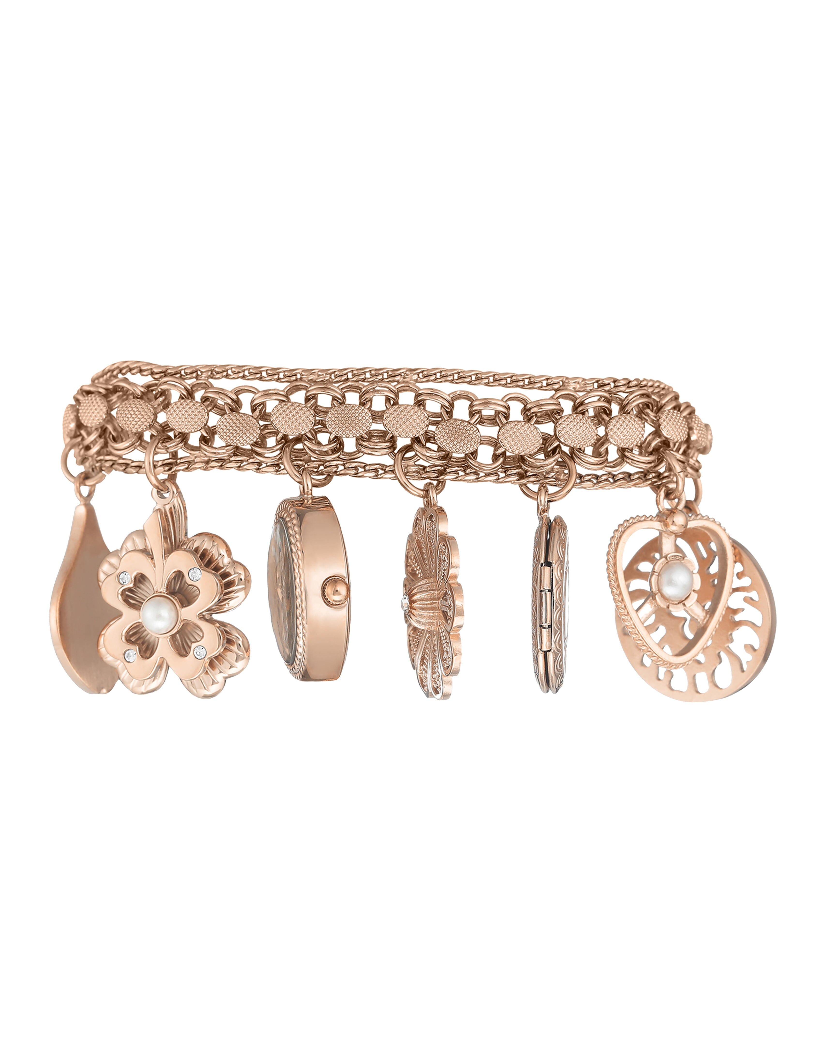Charm Bracelet Watch - Anne Klein Rose-Tone
