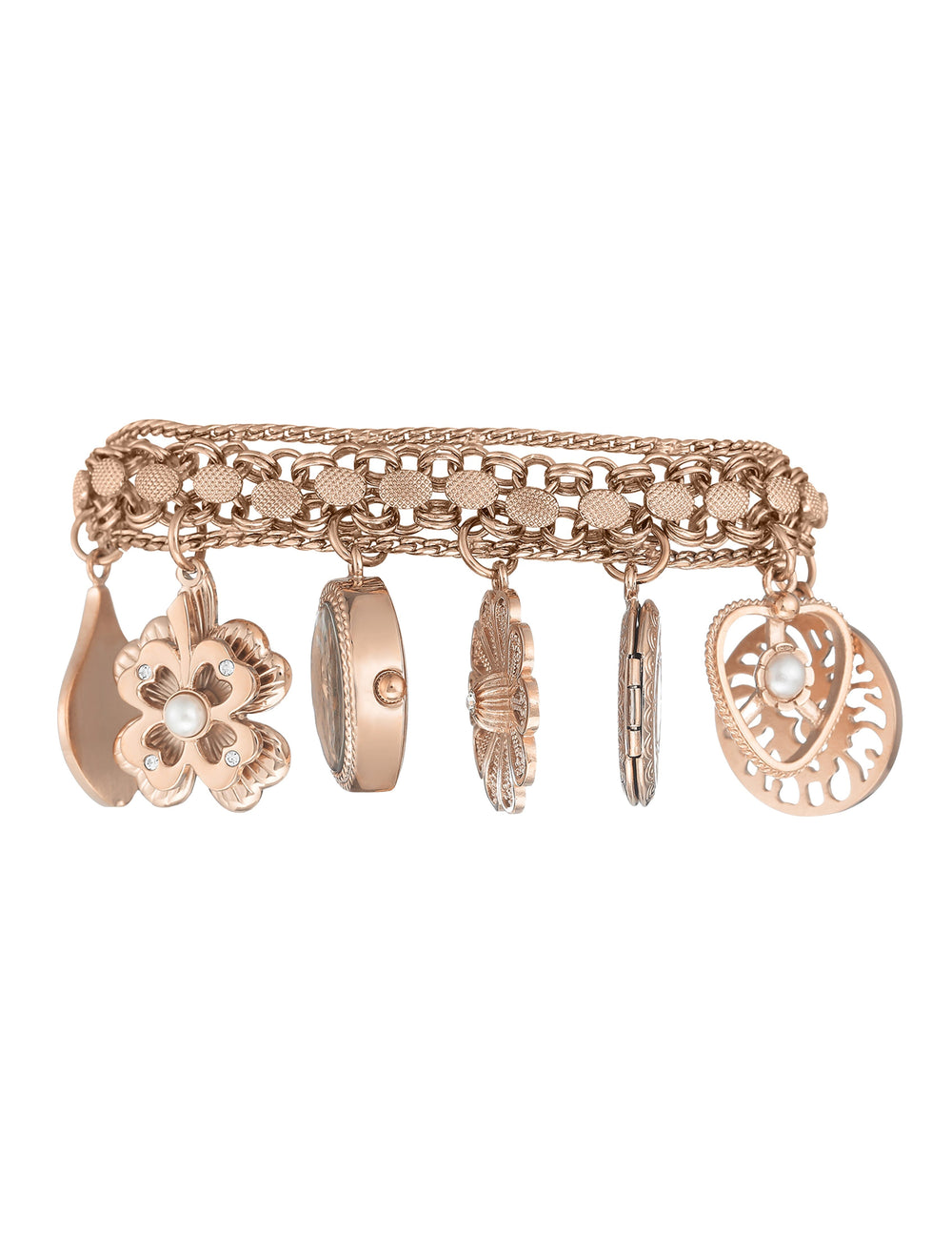 Charm Bracelet Watch - Anne Klein Rose-Tone