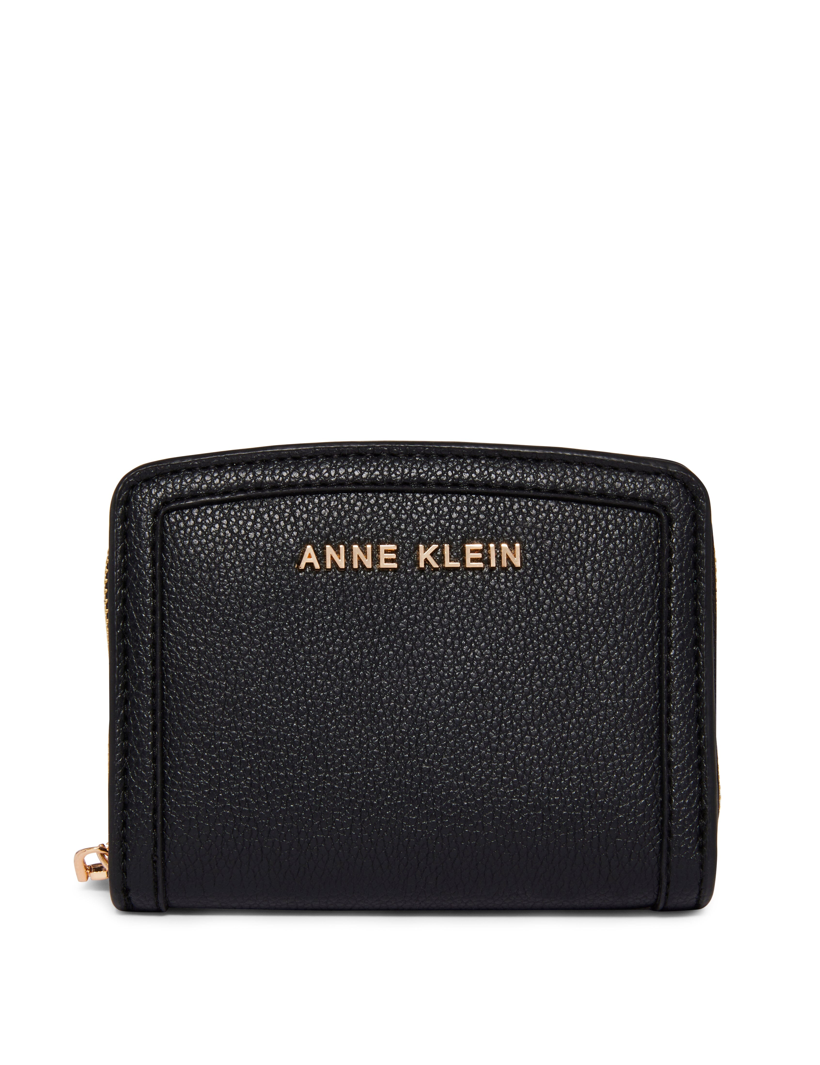 Small Curved Zip Wallet - Anne Klein Black