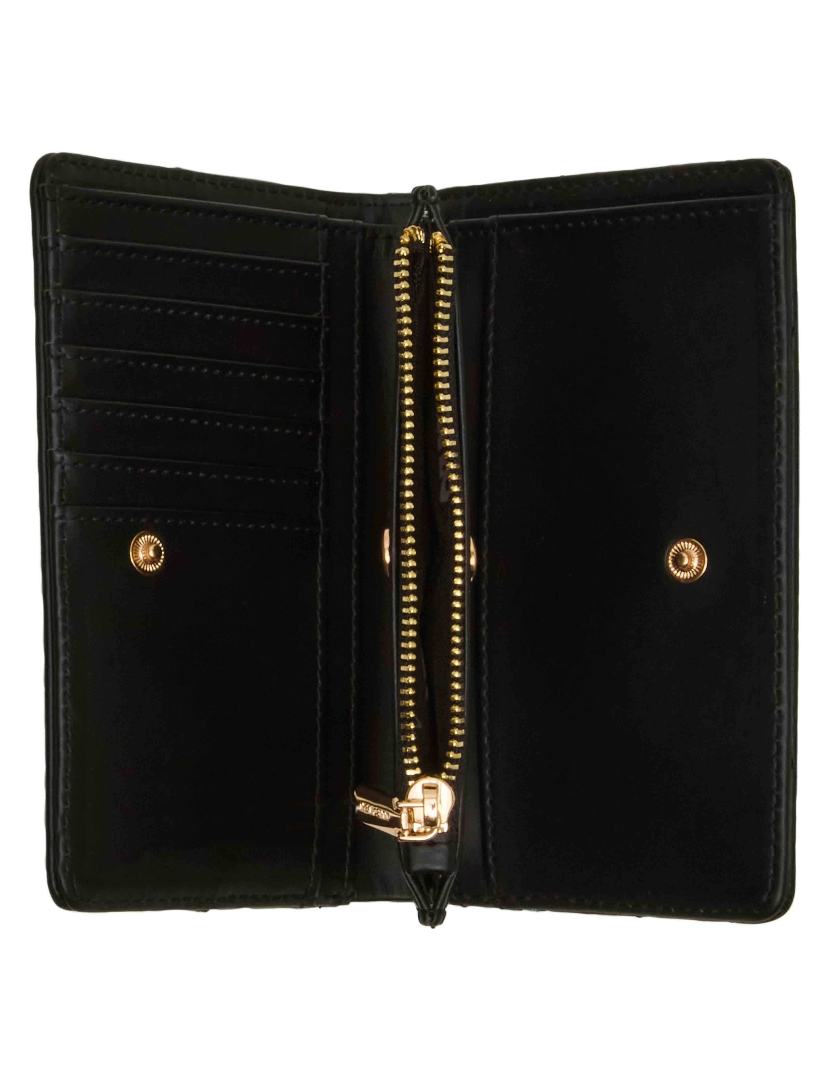 2 Piece Gift Set with Flap Crossbody and Bifold Wallet - Anne Klein Black Quilted