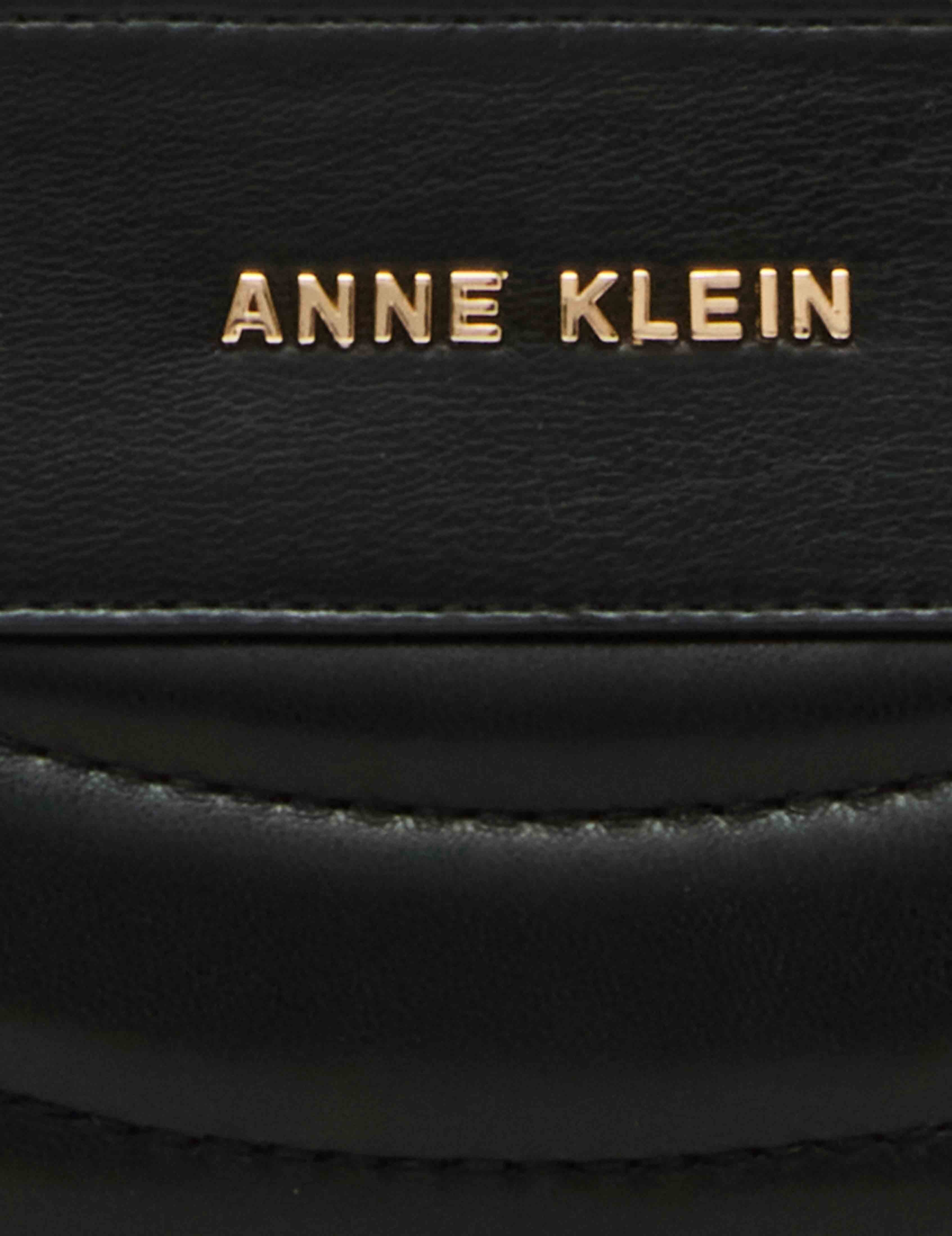 2 Piece Gift Set with Flap Crossbody and Bifold Wallet - Anne Klein Black Quilted