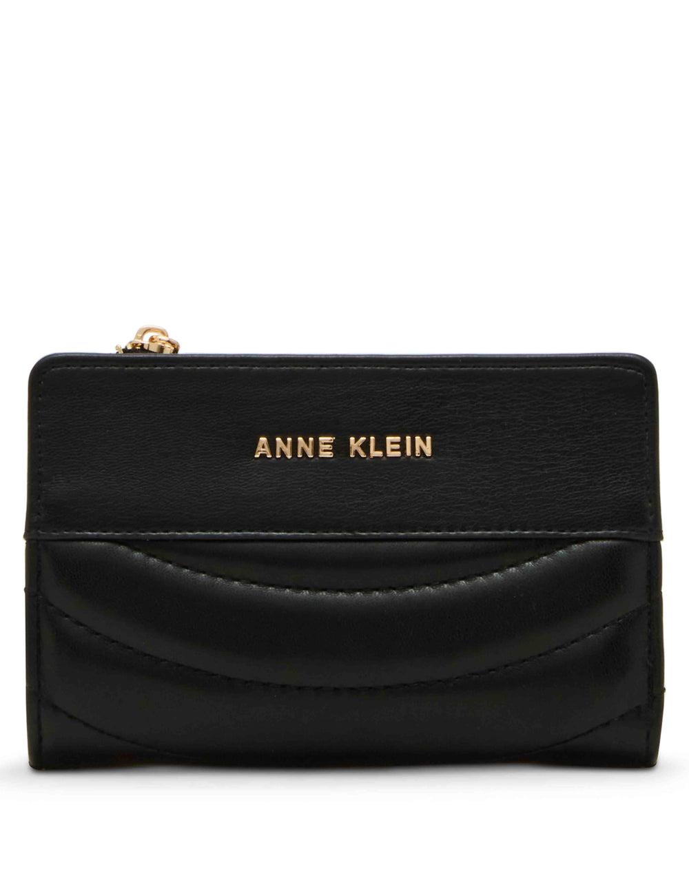 2 Piece Gift Set with Flap Crossbody and Bifold Wallet - Anne Klein Black Quilted