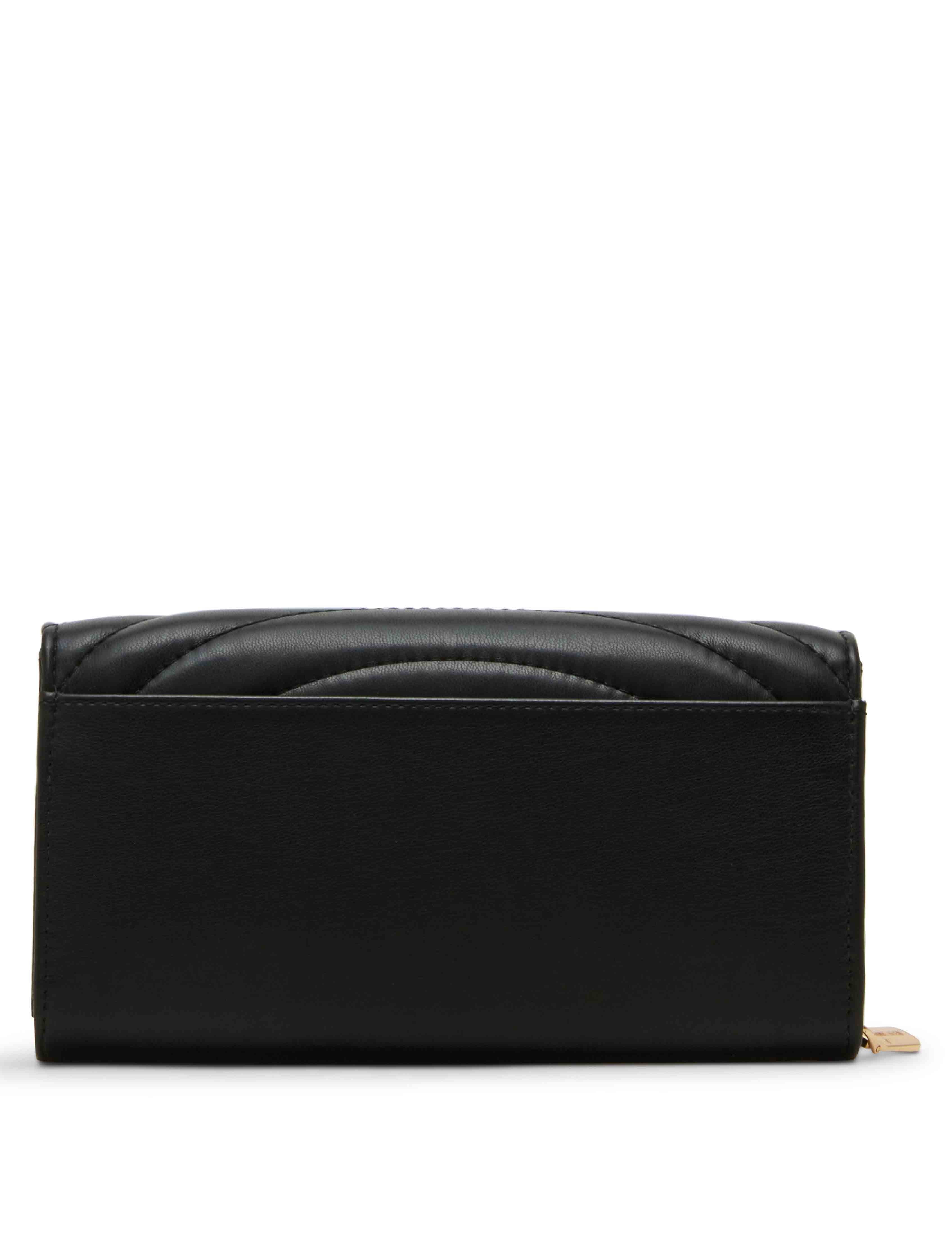2 Piece Gift Set with Flap Crossbody and Bifold Wallet - Anne Klein Black Quilted